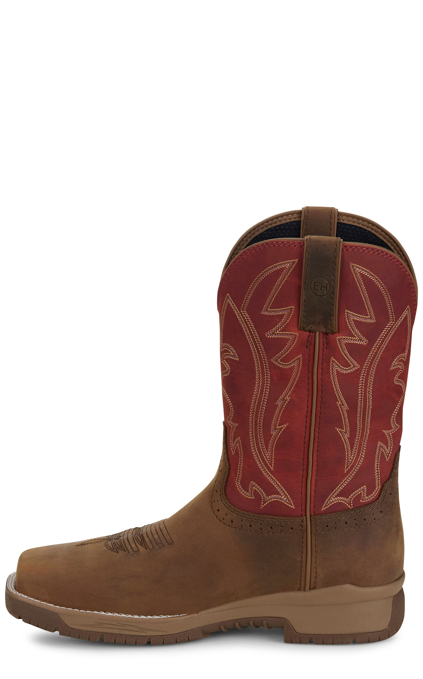 Justin Men's Brown & Red Nitread Waterproof Oil & Slip Resistant Work Boots - Image 1