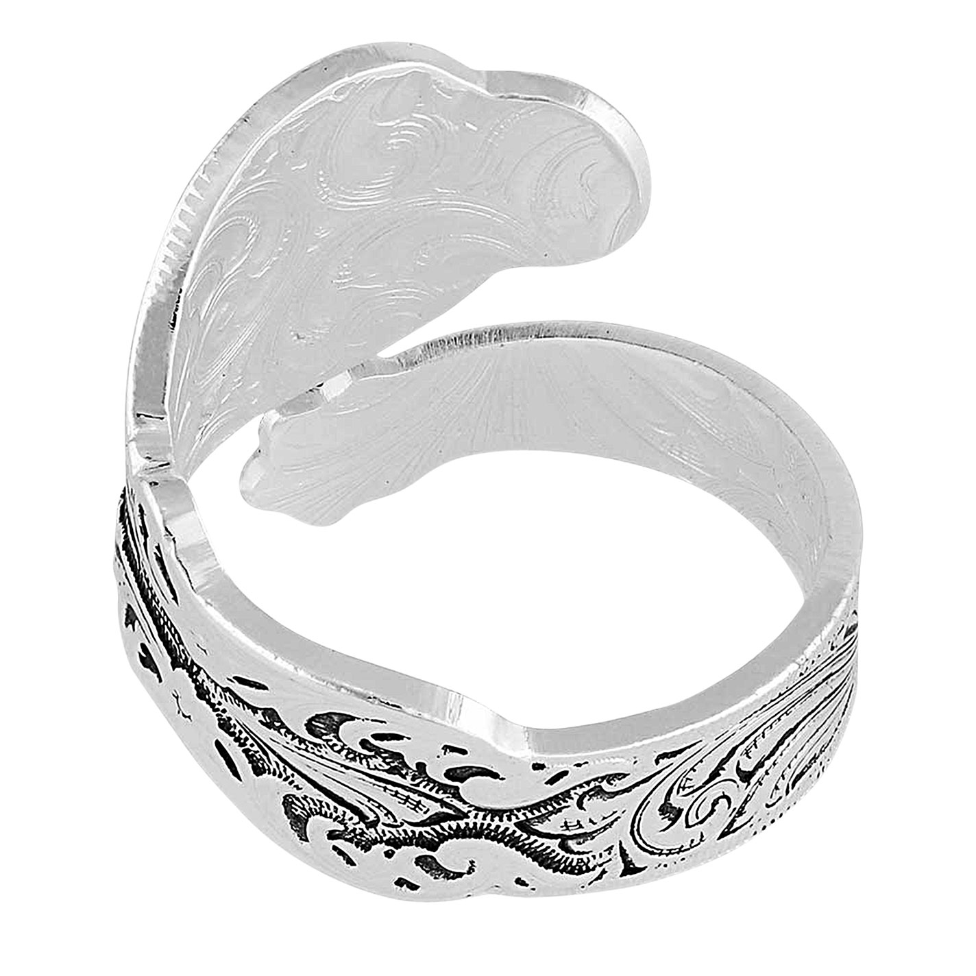 Montana Silversmiths Silver Antique Spoon Handle Adjustable Wrap Ring - Image 1