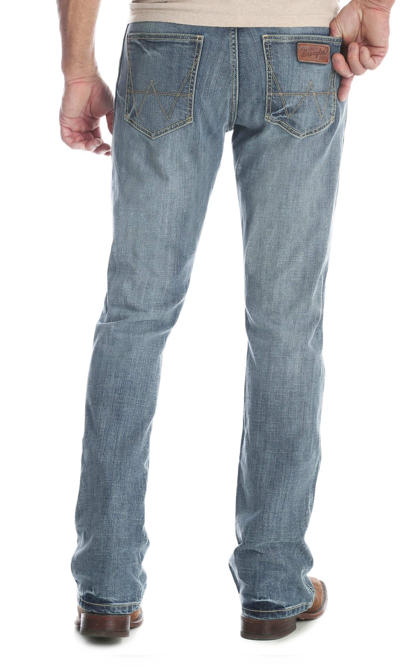 Wrangler Retro Men's Greely Light-Medium Wash Slim Fit Boot Cut Jeans - Tall - Image 1