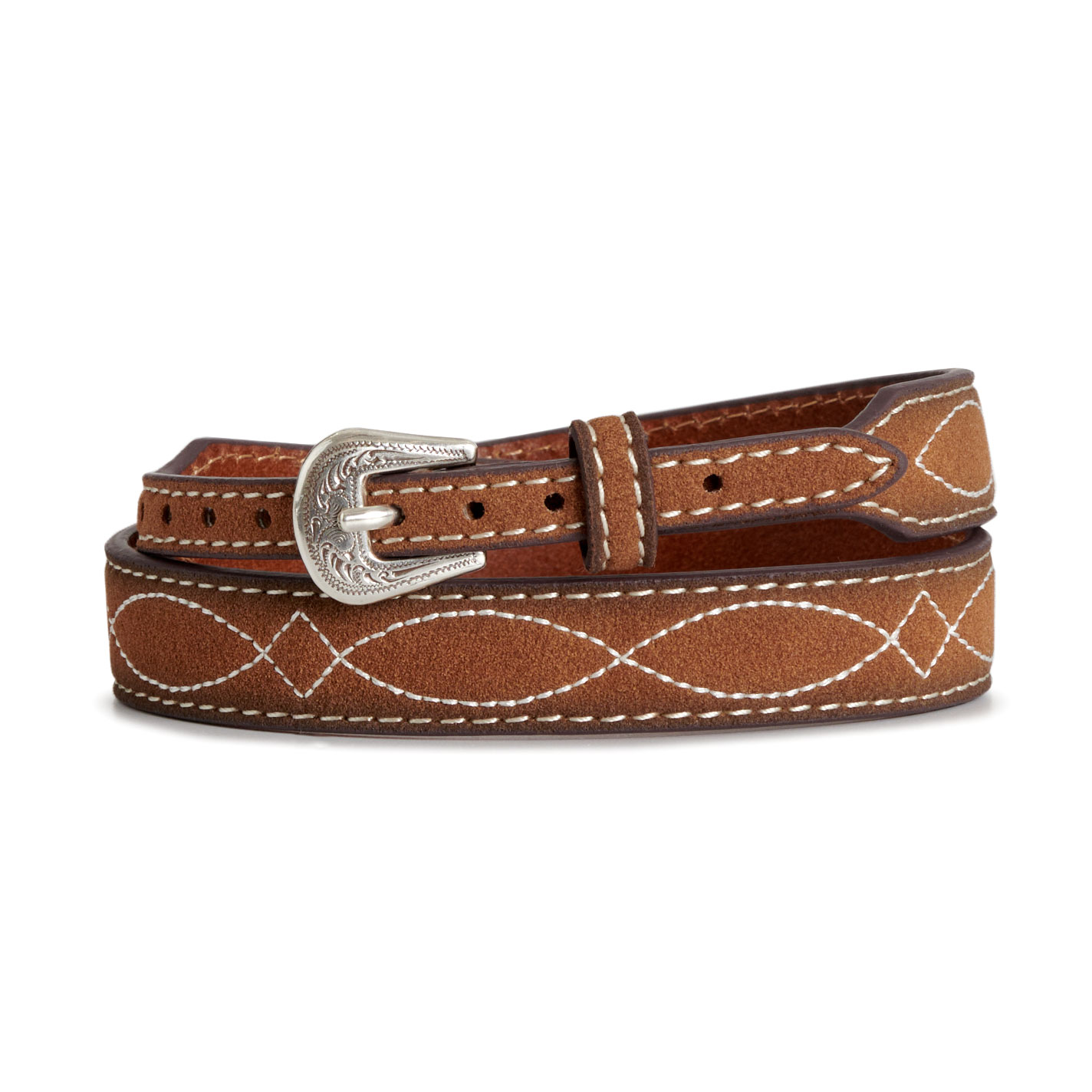 3D Belt Co Brown Roughout Boot Stitch Hatband - Image 1
