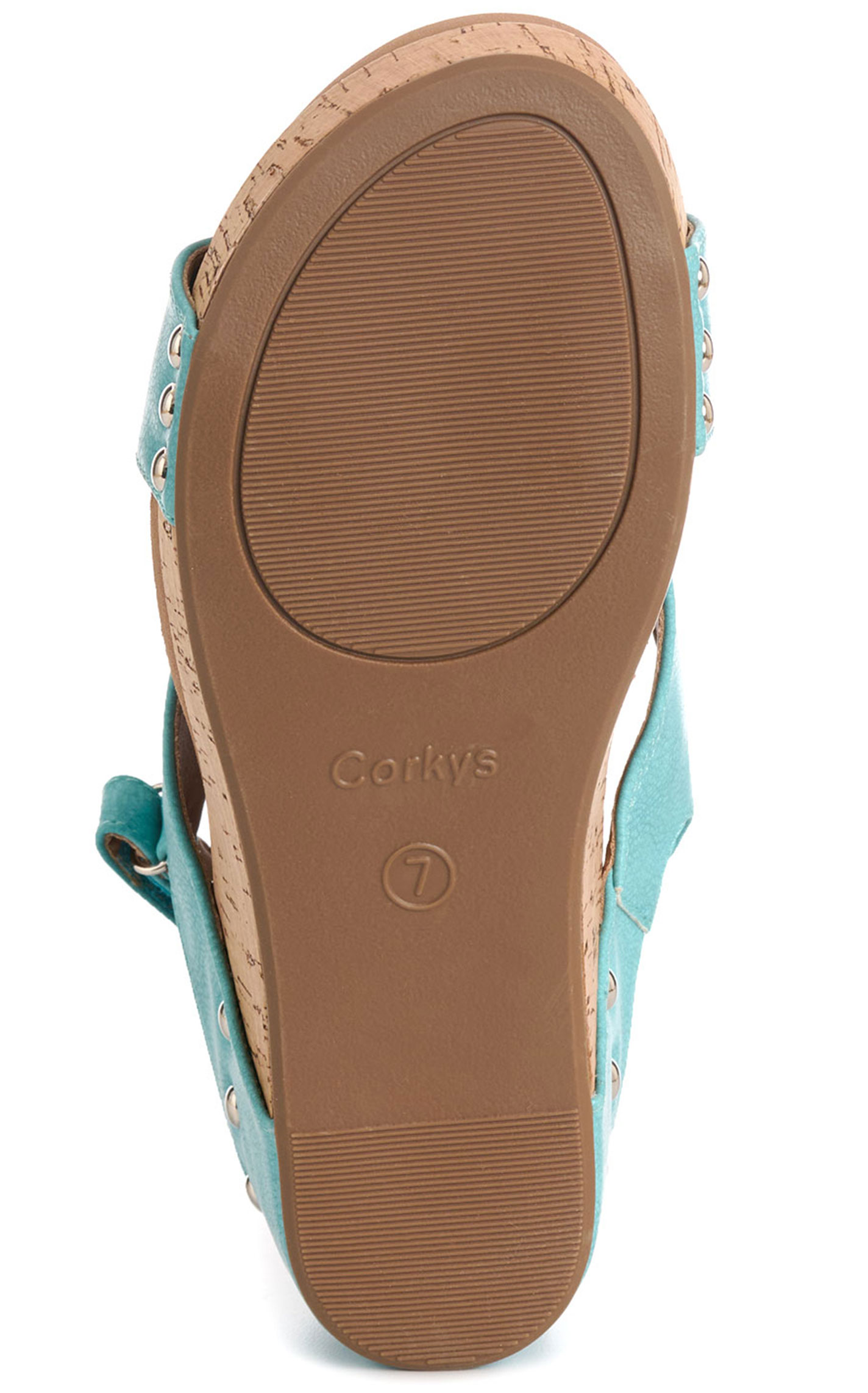 Corky's Women's Carley Teal Faux Leather Peep-Toe Wedge Sandal - Image 1