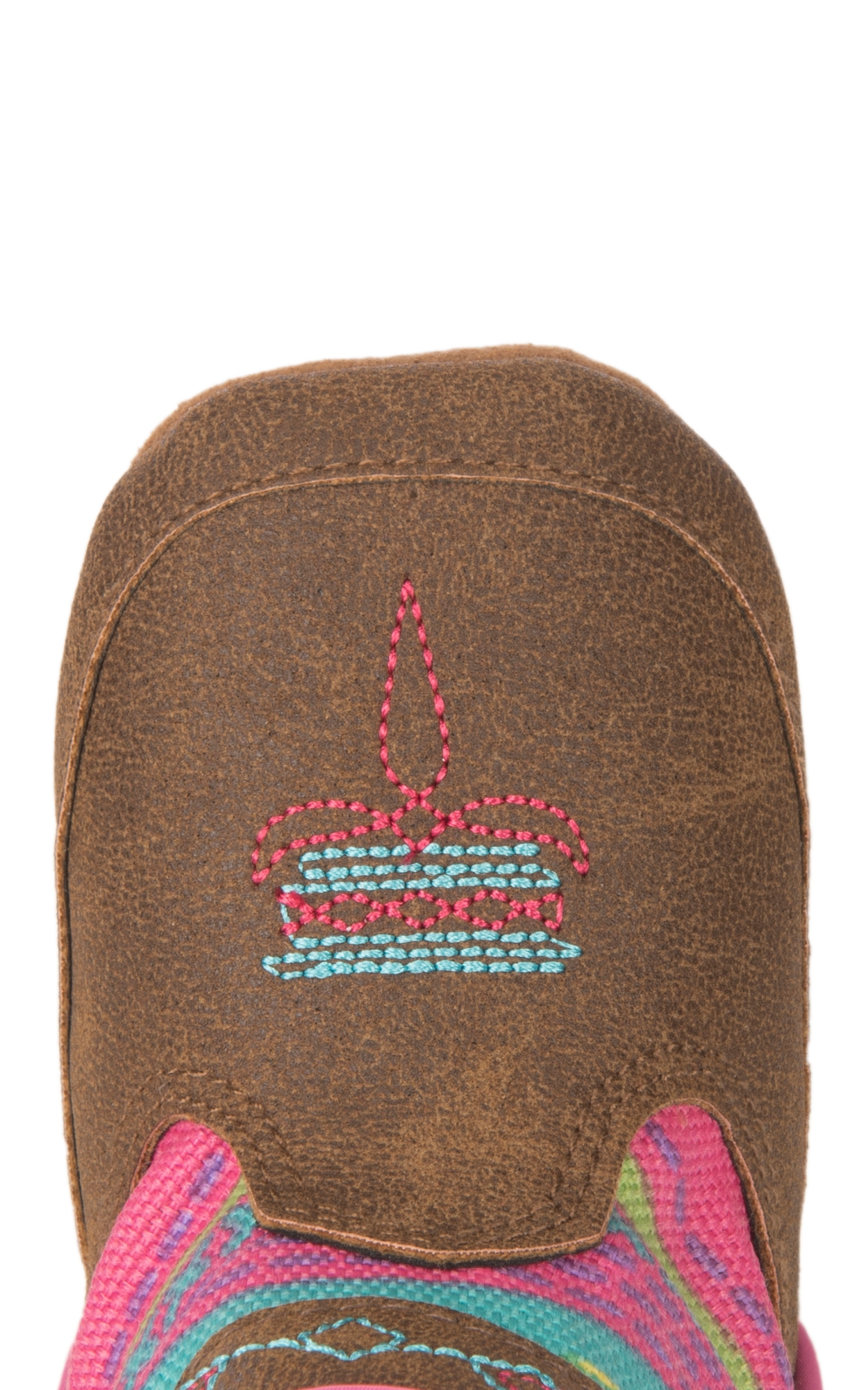 Double Barrel Infant Baby Bucker Tan and Pink Serape Print Western Booties - Image 1