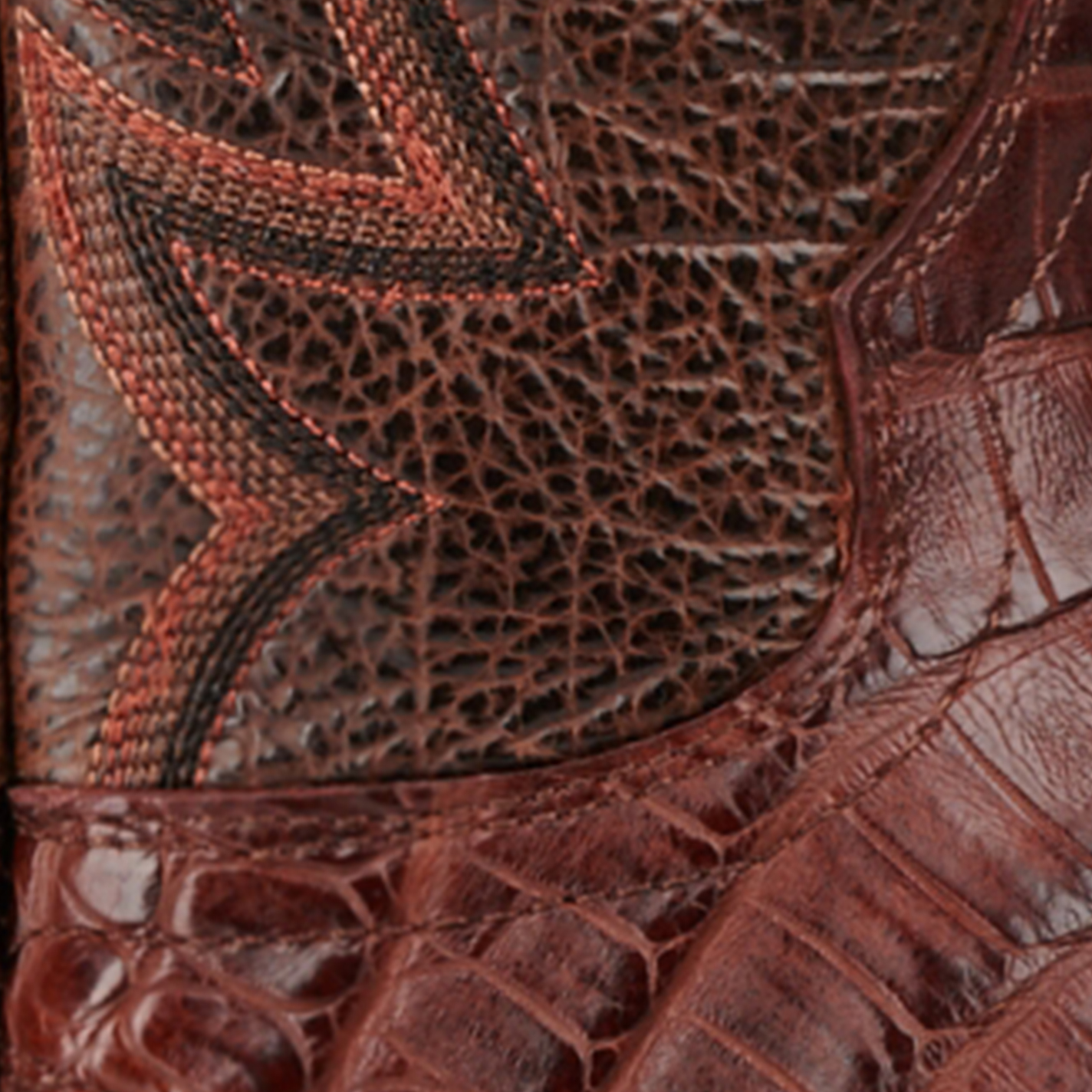 Cavender's Men's Cognac and Brandy Caiman Tail Wide Square Toe Exotic Cowboy Boot - Image 1
