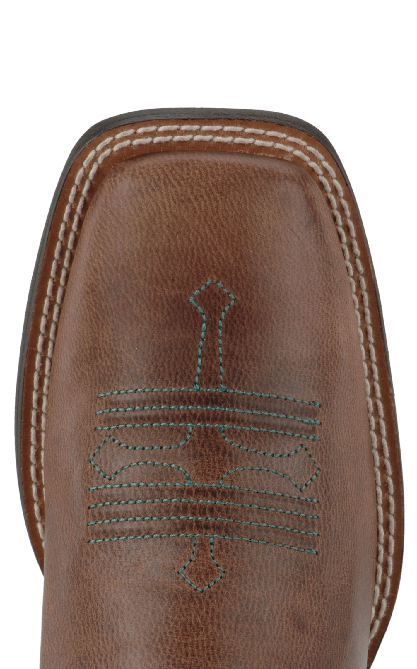 Ariat Women's Tombstone Sassy Brown with Turquoise Stitch Double Welt Wide Square Toe Boot - Image 1