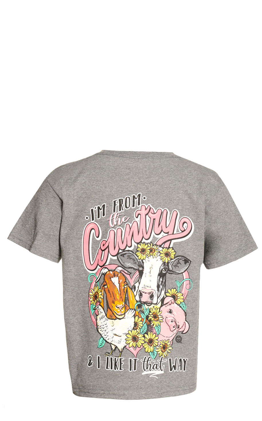 Girlie Girl Originals Girl's Gray I'm From the Country Graphic Short Sleeve T-Shirt - Image 1