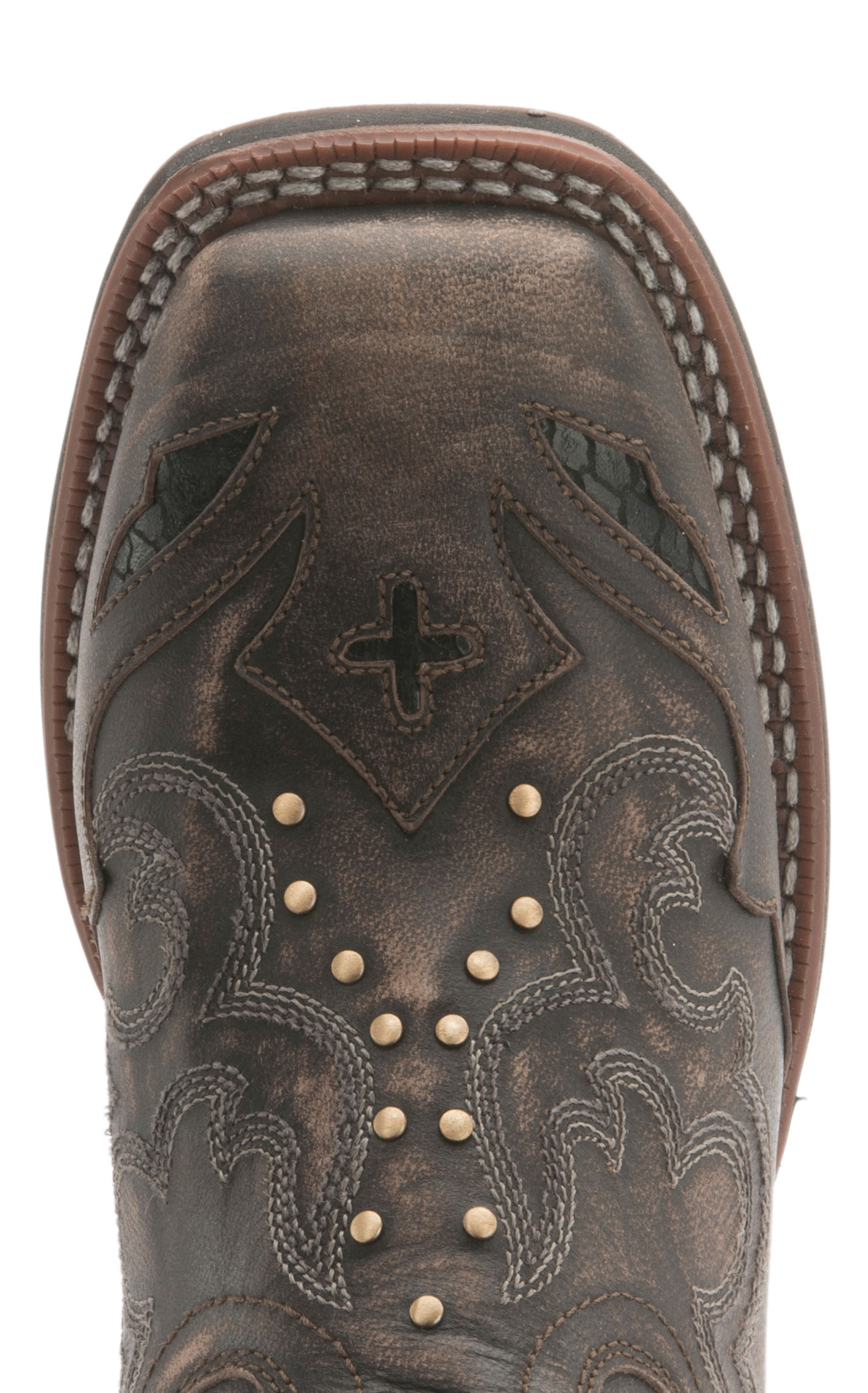 Laredo Women's Sanded Black with Underlay & Studs Square Toe Cowboy Boots - Image 1