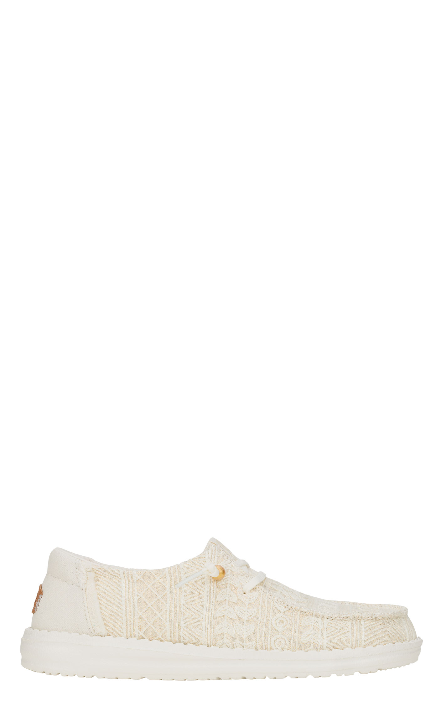Hey Dude Women's Wendy White & Gold Crochet Lace Moc Toe Casual Shoes - Image 1