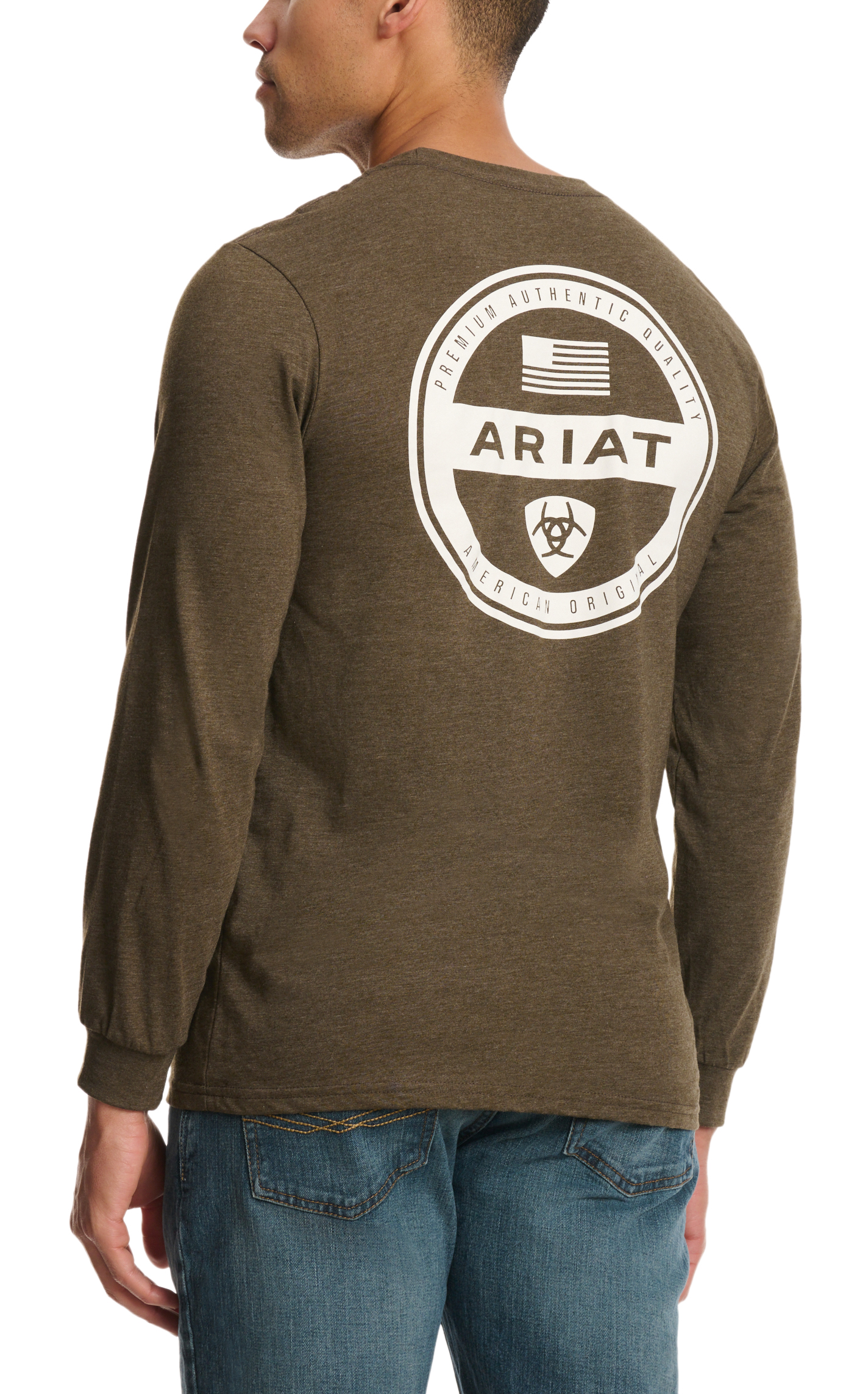 Ariat Men's Brown Heather & White Logo Graphic T-Shirt - Image 1