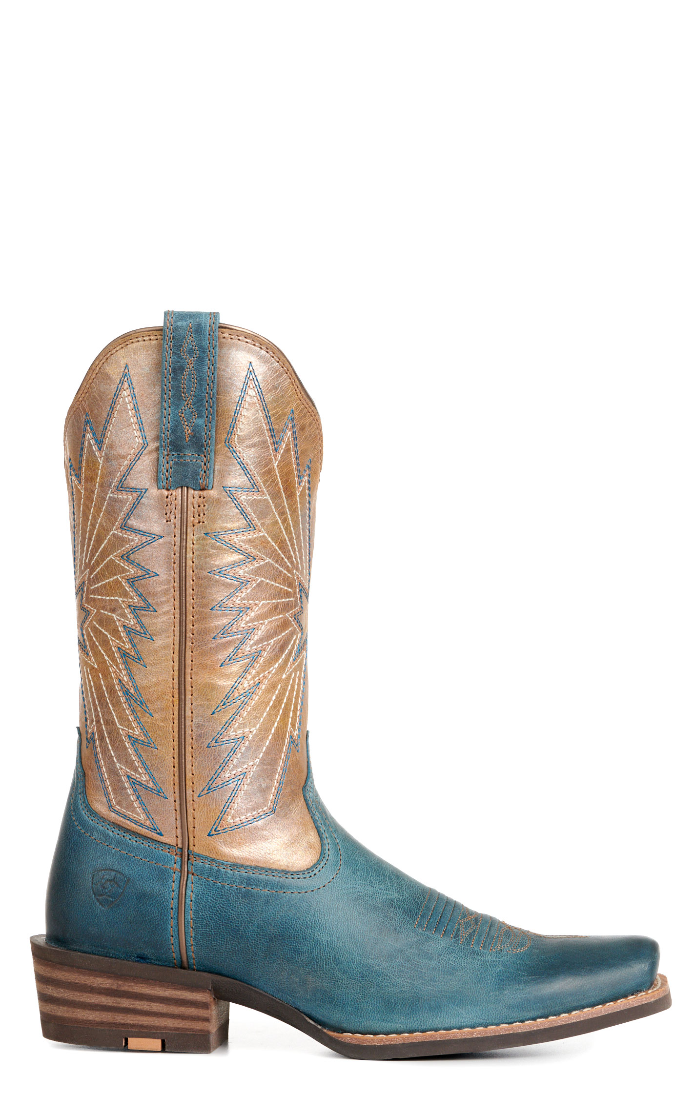 Ariat Women's Decatur Blue and Pearlized Tan Punchy Toe Cowboy Boots - Image 1