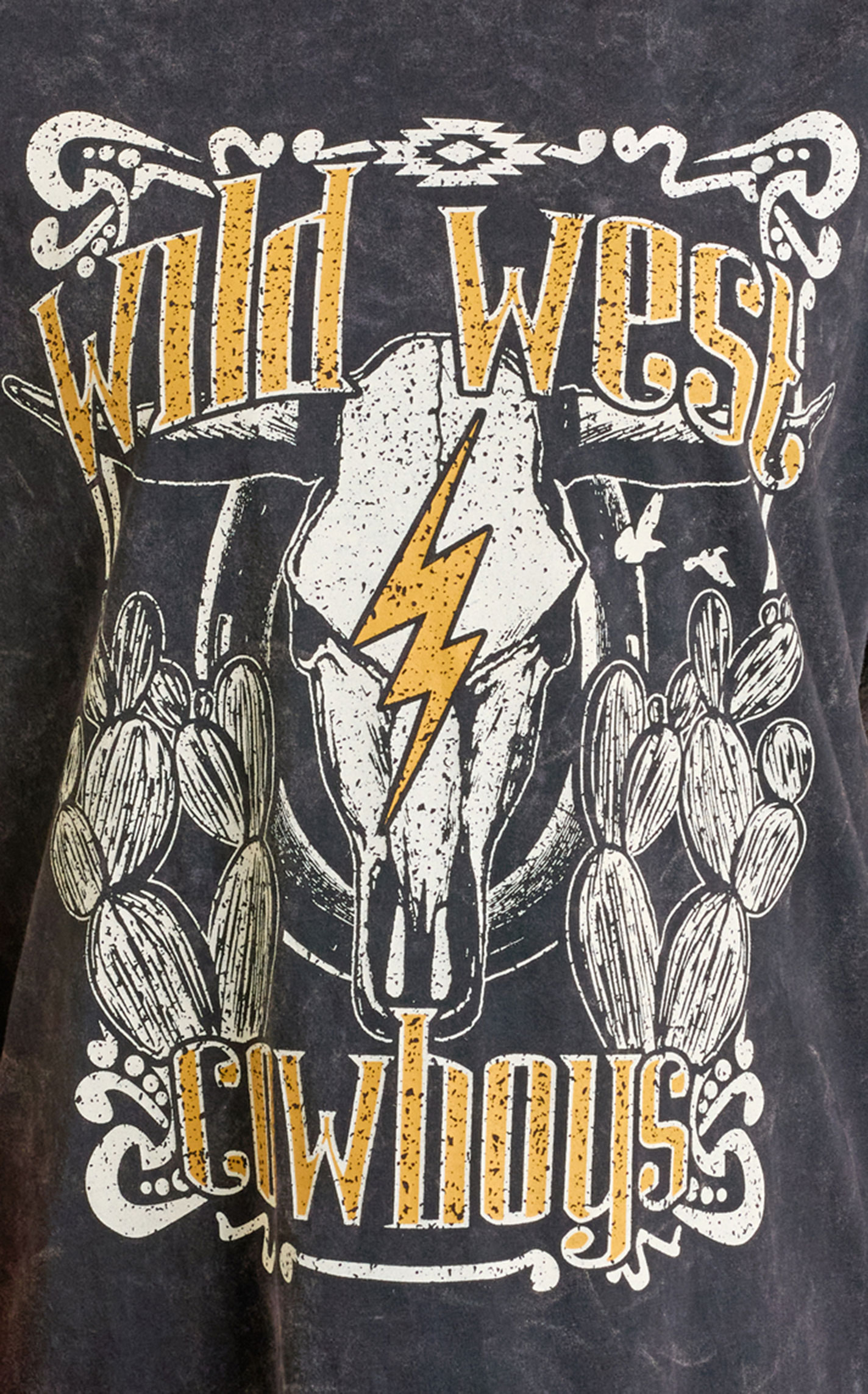 Rock & Roll Denim Women's Gray Wild West Cowboys Graphic T-Shirt Dress - Image 4