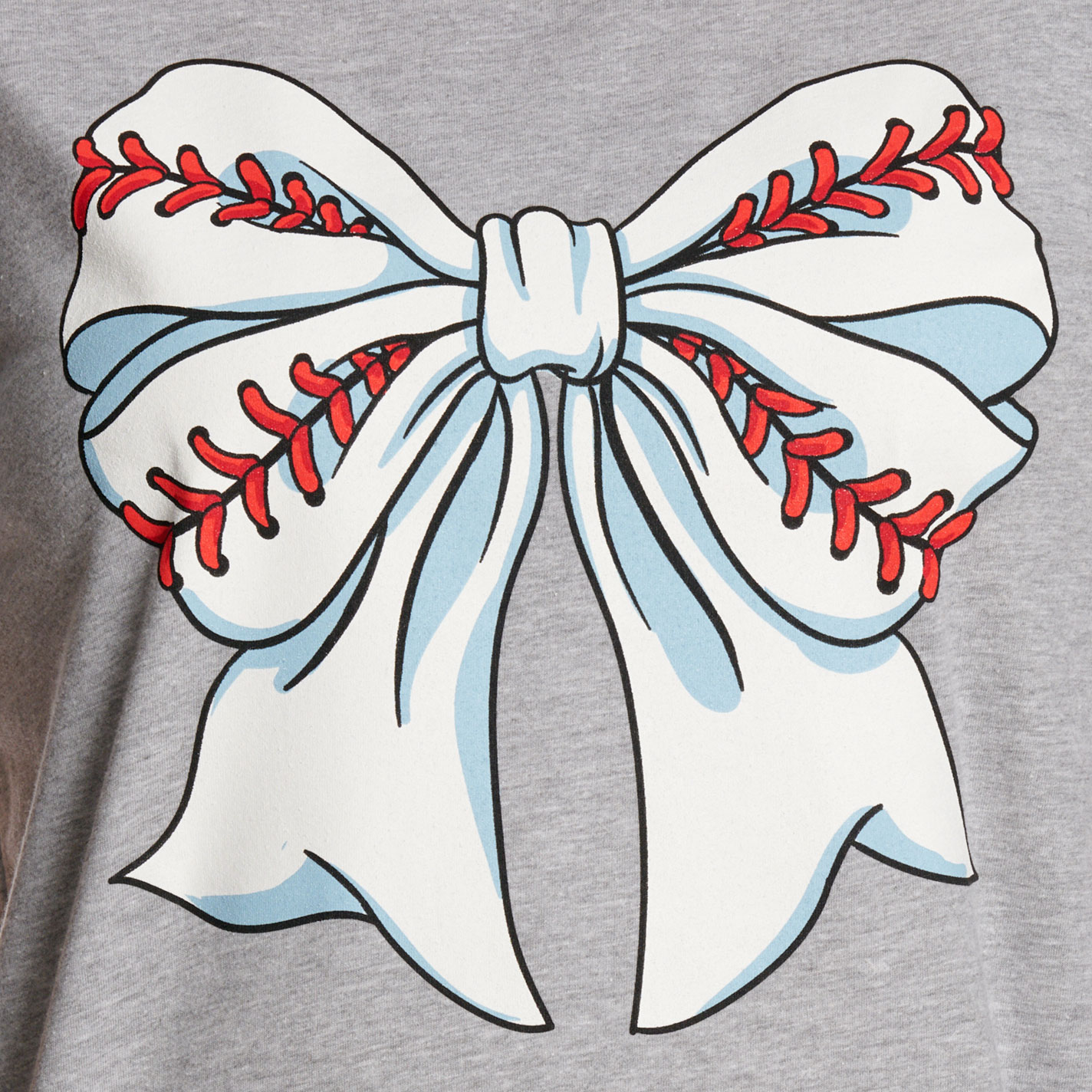 Lulu Mac Women's Baseball Bow Athletic Heather Graphic T-Shirt - Image 3