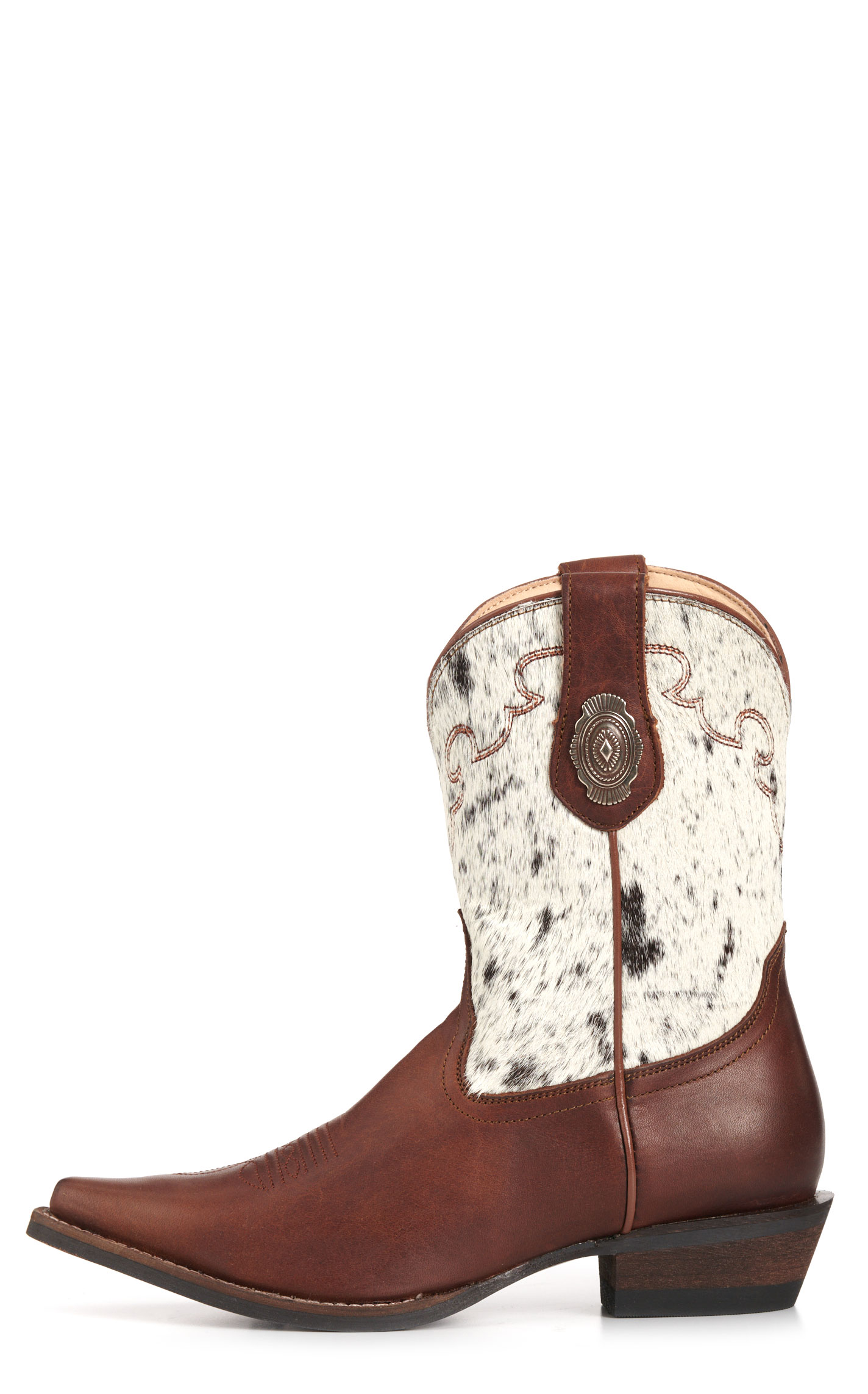 Rockin' C Women's Roasted Pecan & Speckled Hair On Hide Snip Toe Cowboy Boots - Image 1