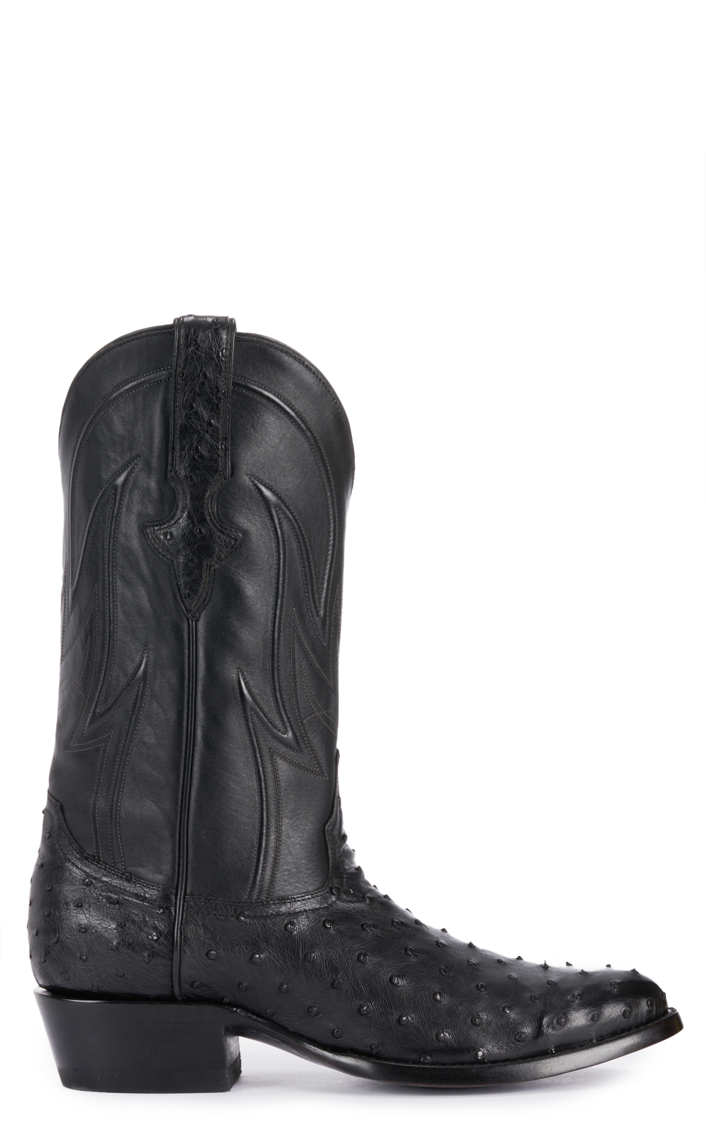 JRC & Sons Men's Jose Full Quill Ostrich Round Toe Exotic Cowboy Boot in Black - Image 1