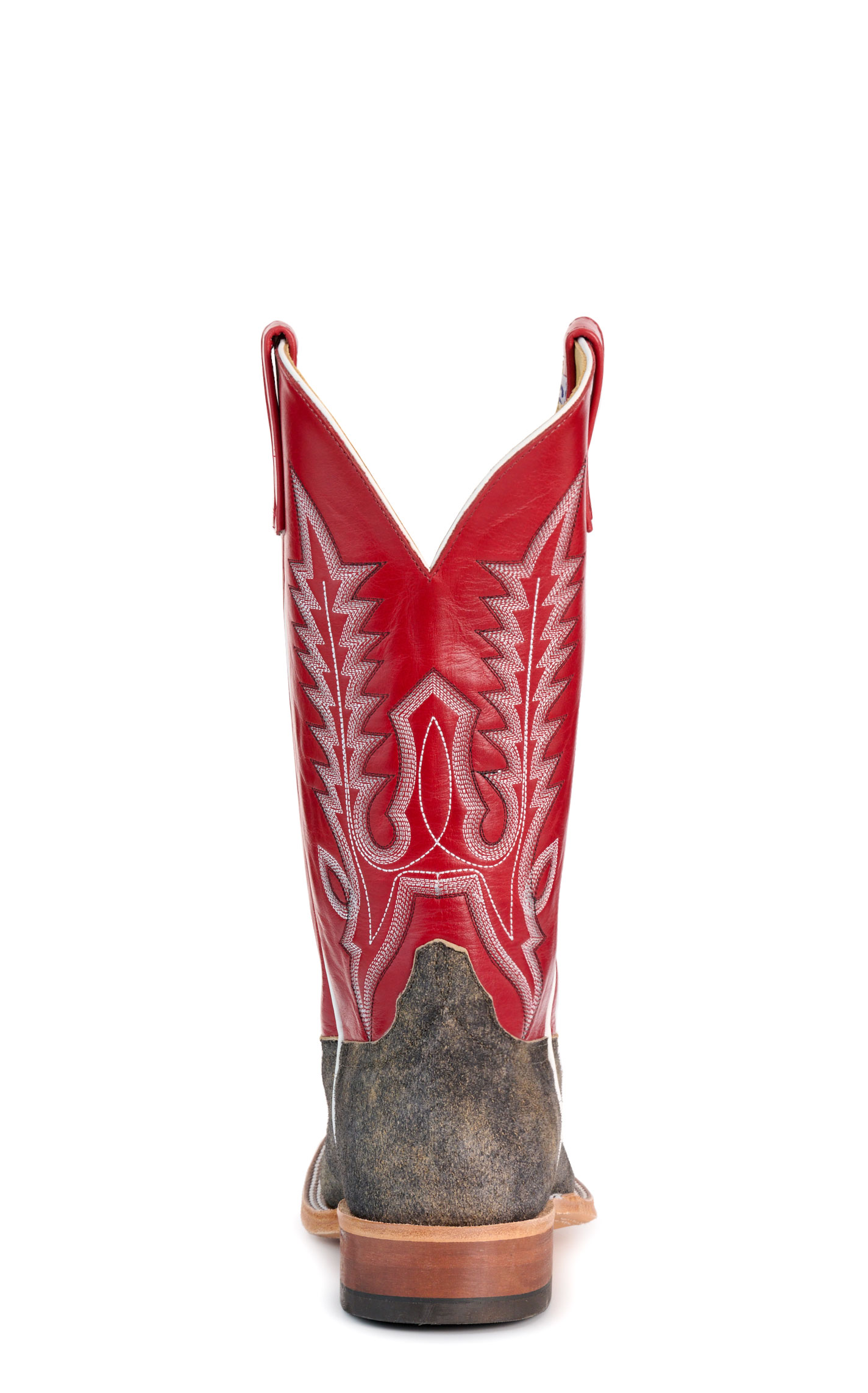 Anderson Bean Men's Brown and Red Wide Square Toe Cowboy Boots - Image 1