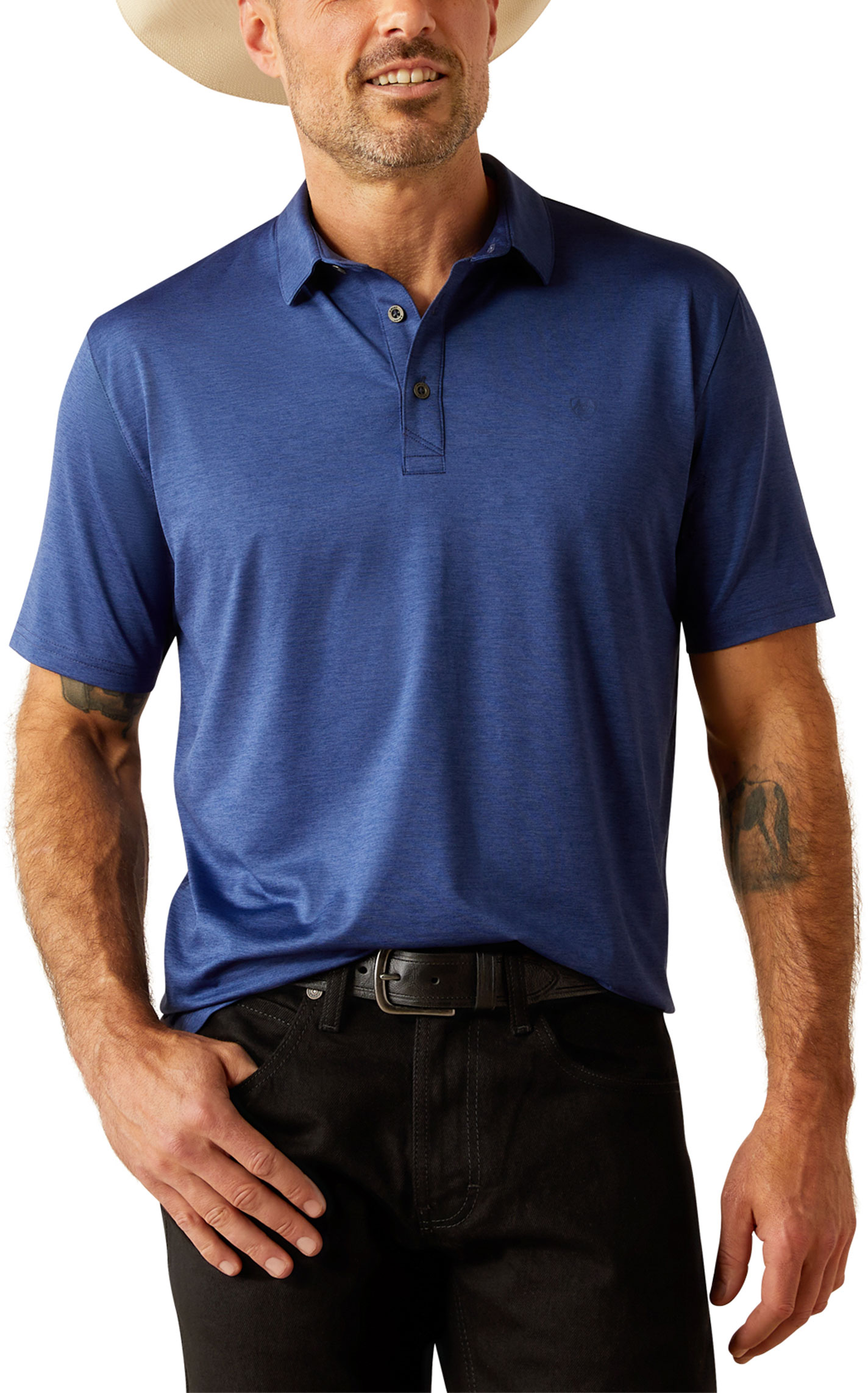 Ariat Men's AriatTEK Charger Navy Polo Shirt - Image 1