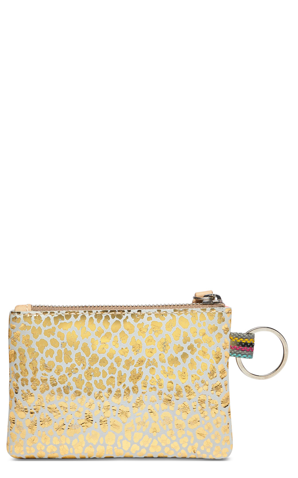 Consuela Kit Foiled Leather Gold Jaguar Print Keyring Pouch - Image 1