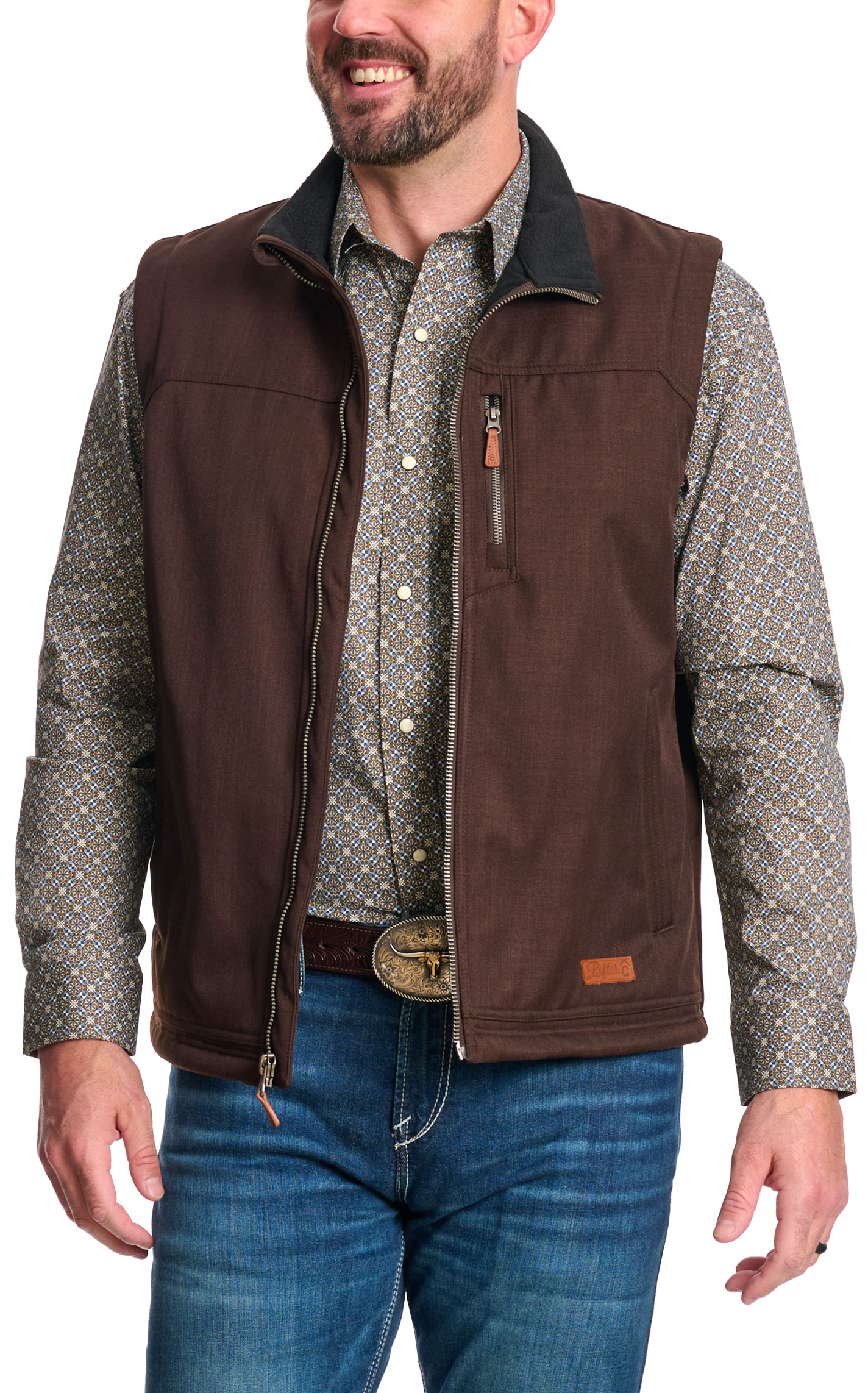 Rafter C Men's Brown Bonded Vest - Image 1