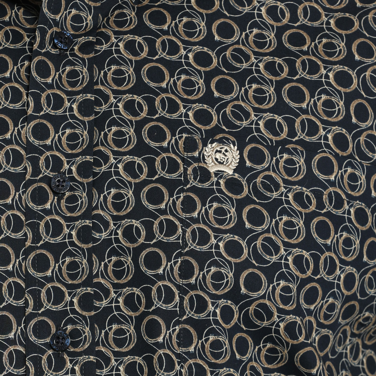 Cinch Men's Navy & Taupe Circle Print Western Shirt - Image 1