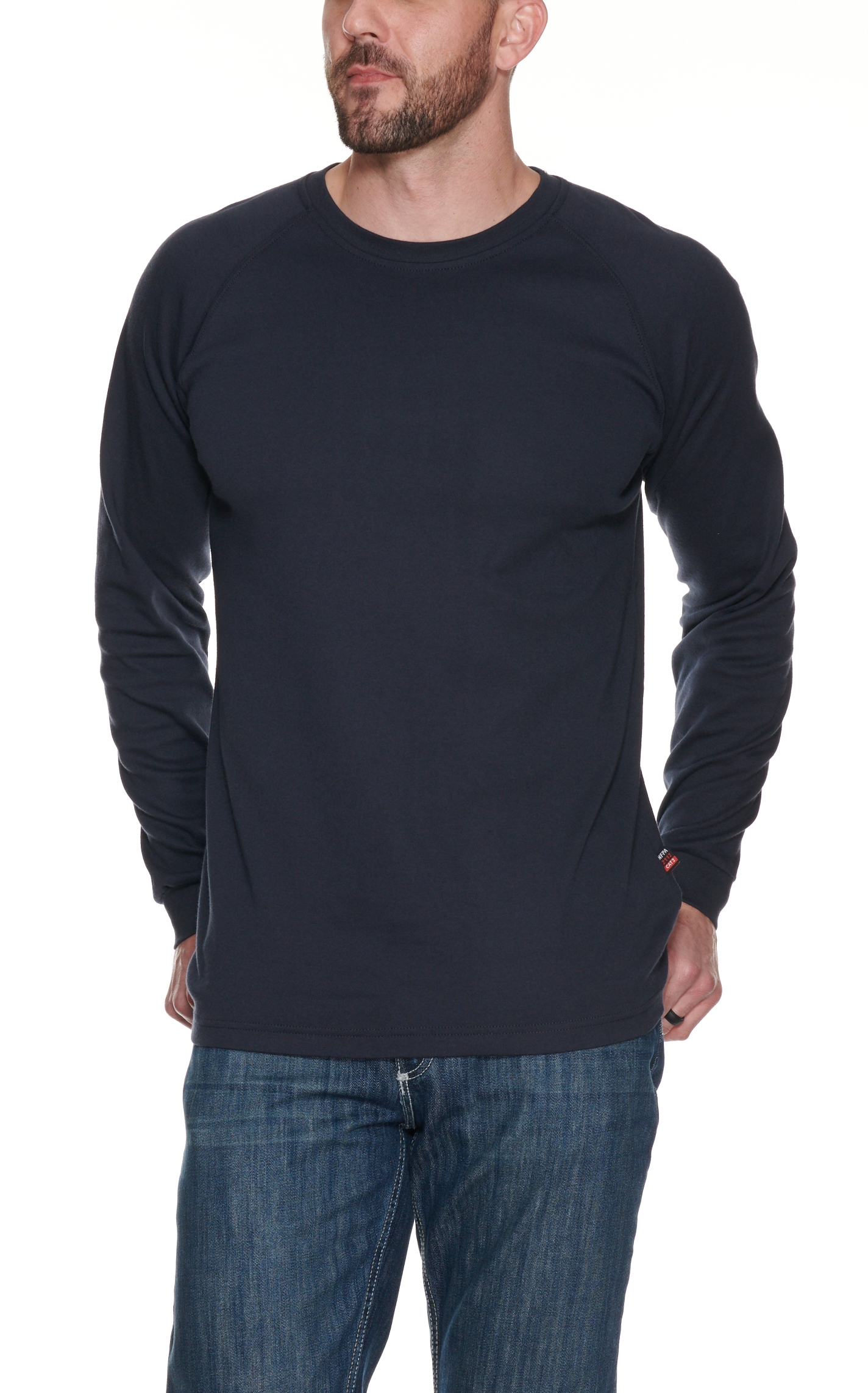 Forge Workwear Men's Navy With Texas Oil Rig Graphic FR Long Sleeve Work T-Shirt - Image 1