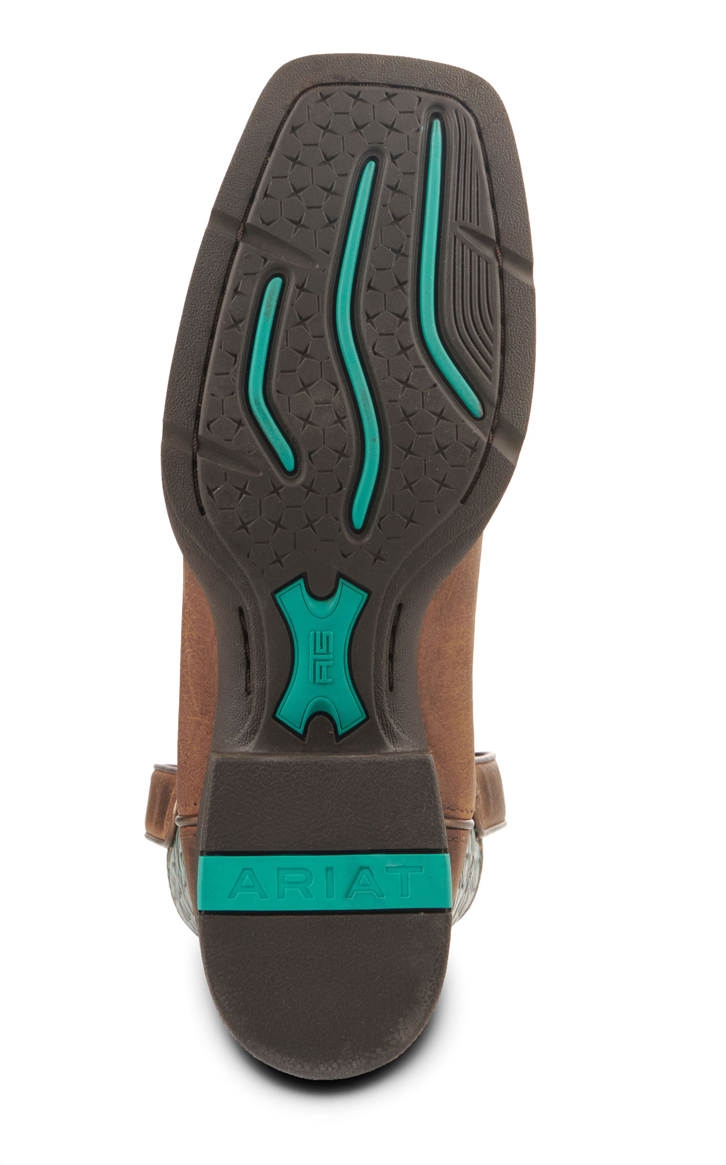 Ariat Women's Round Up Brown and Turquoise Blanket Embossed Wide Square Toe Cowboy Boots - Image 1