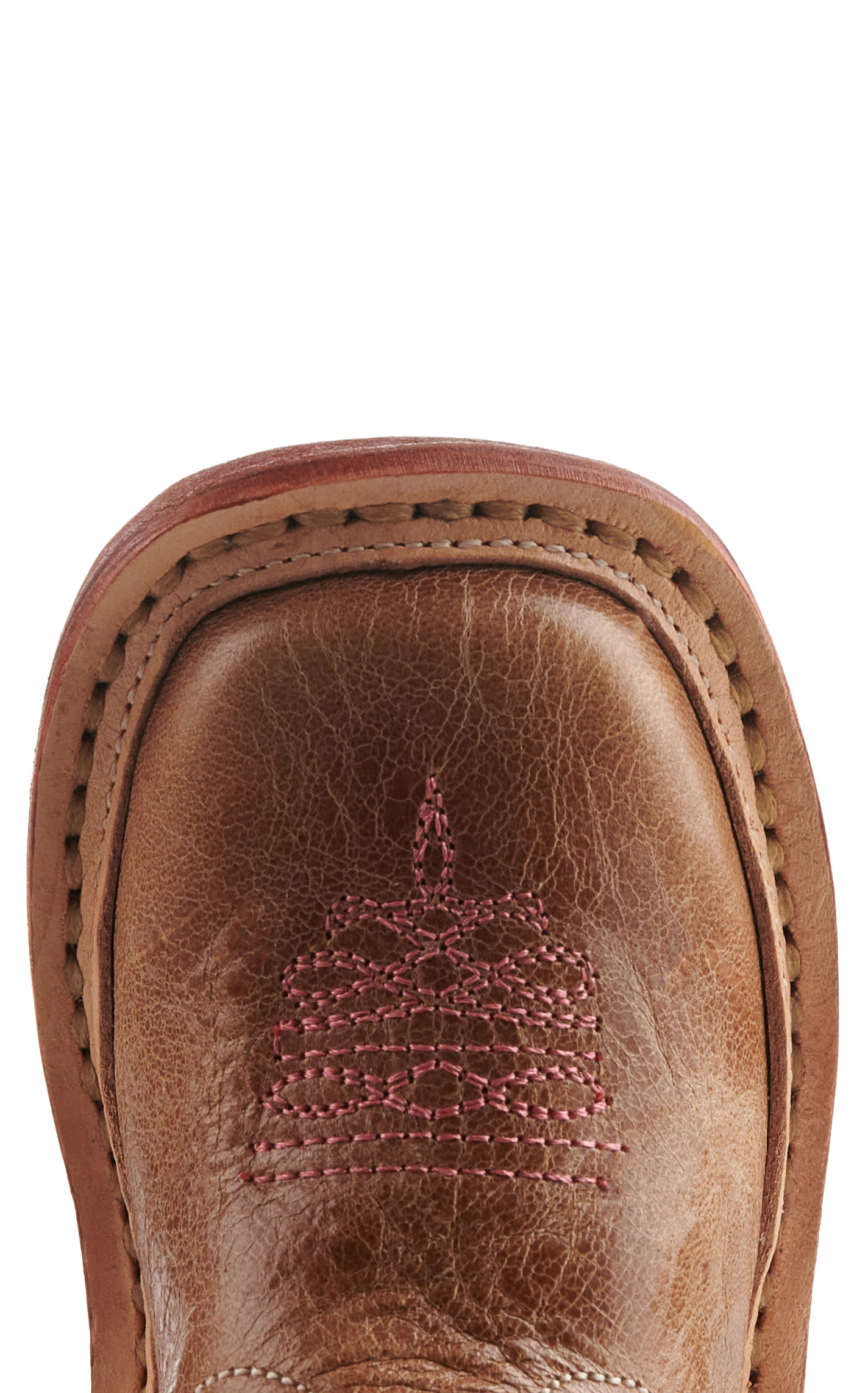 Roper Cowbabies Burnished Brown and Cream Running Free Embroidery Square Toe Cowboy Boots - Image 1