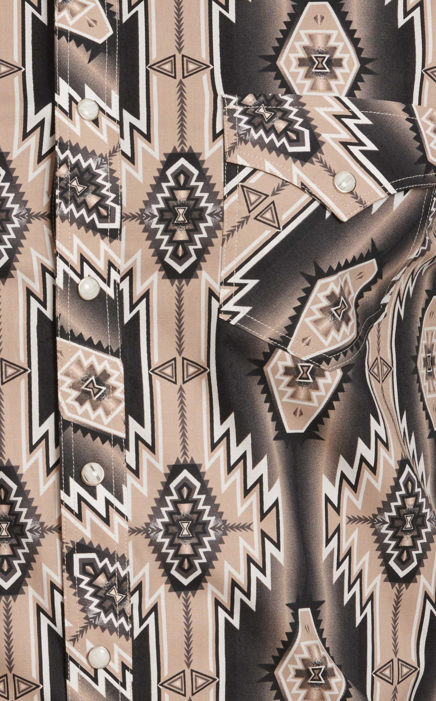 Rock & Roll Denim Men's Black Gray & Latte Aztec Western Shirt - Image 1