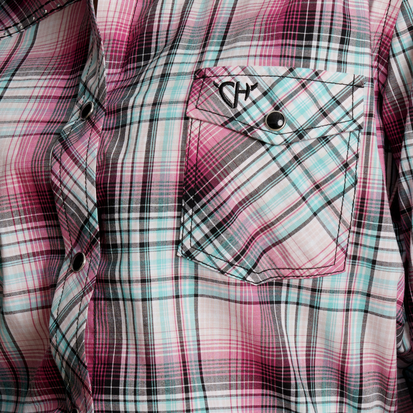 Cowgirl Hardware Women's Rose And Mint Plaid Top - Image 1