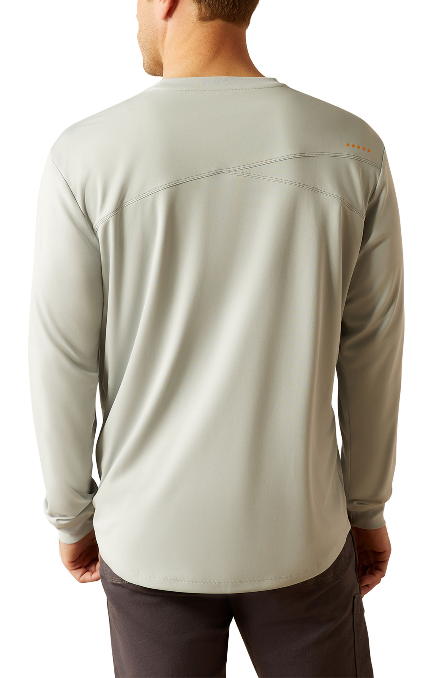 Ariat Rebar Men's Sunblocker Pearly Gray Logo Graphic Work T-Shirt - Image 1