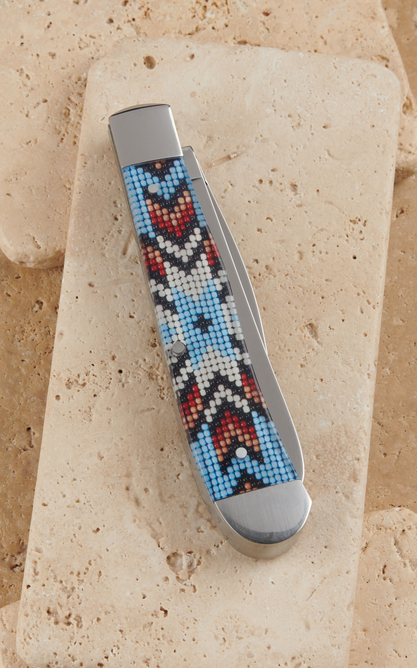 Twisted X Turquoise Beaded Aztec Resin Trapper Knife - Cavender's Exclusive - Image 1