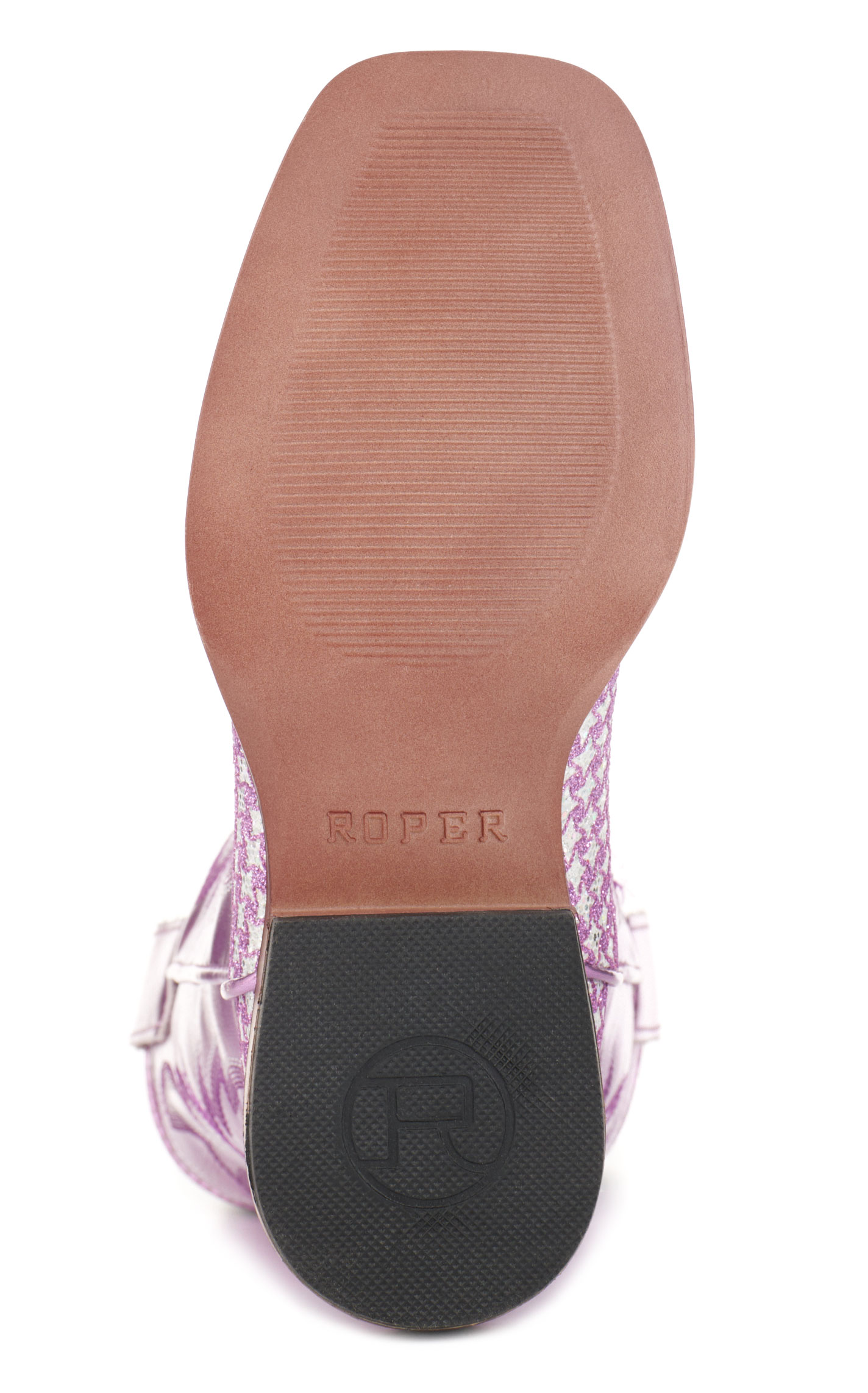 Roper Girls' Glitter Glam Metallic Purple Checkered Square Toe Cowboy Boots - Image 1