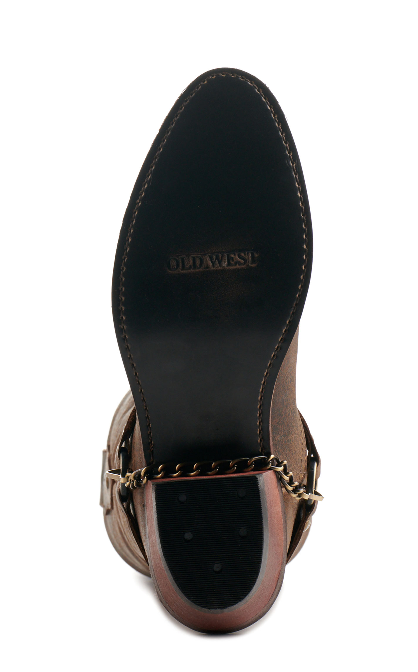 Old West Women's Antique Brown Harness Round Toe Cowboy Boots - Image 1