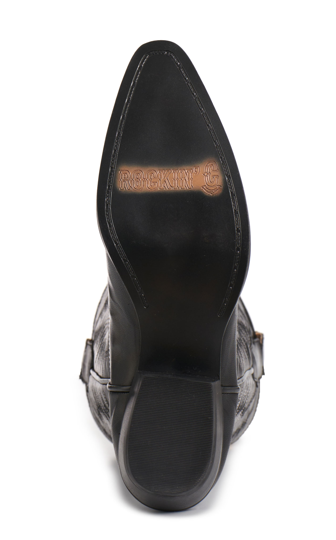 Rockin' C Women's Black Detailed Stitching Snip Toe Cowboy Boots - Image 1