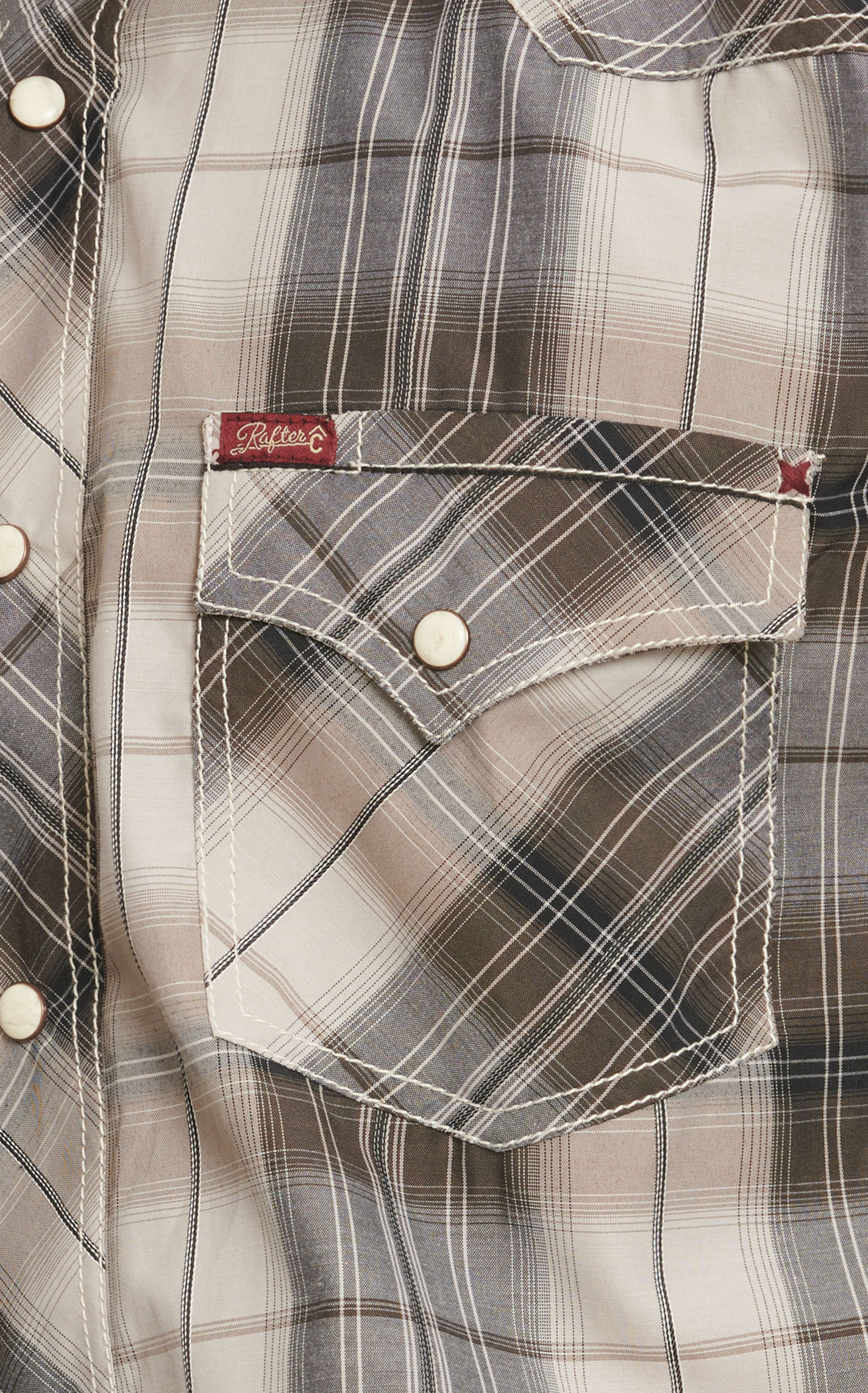 Rafter C Men's Red Dirt Collection Gray & Black Plaid Western Shirt - Image 1