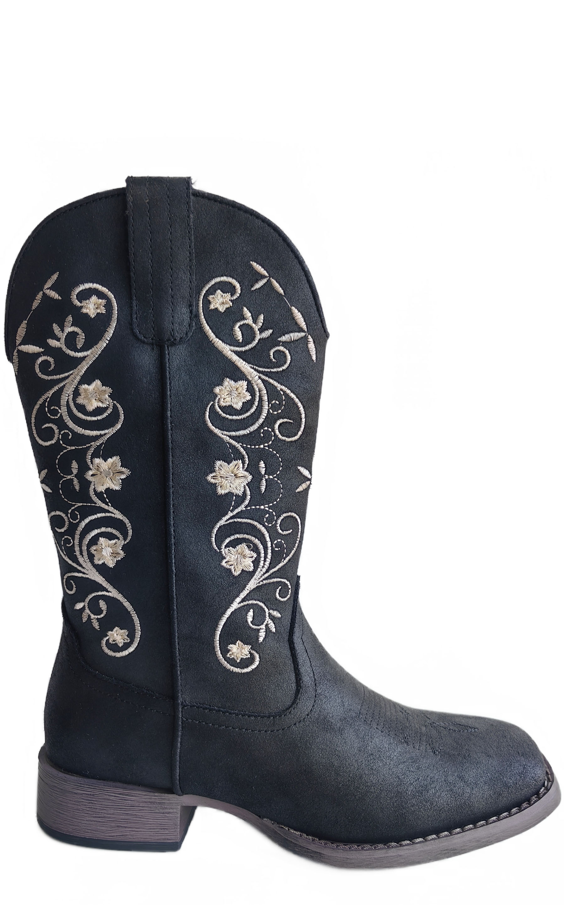 Roper Women's Bailey Vintage Black with Floral Embroidery Square Toe Cowboy Boots - Image 1