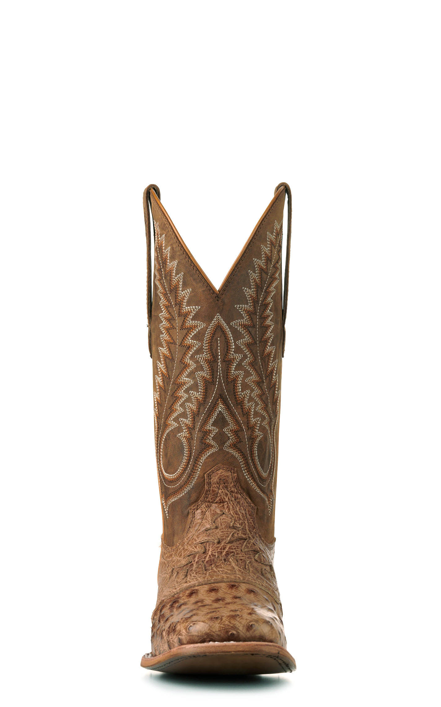 Durango Men's Saddletan Full Quill Ostrich with Saddlevamp Wide Square Toe Exotic Cowboy Boots - Image 1