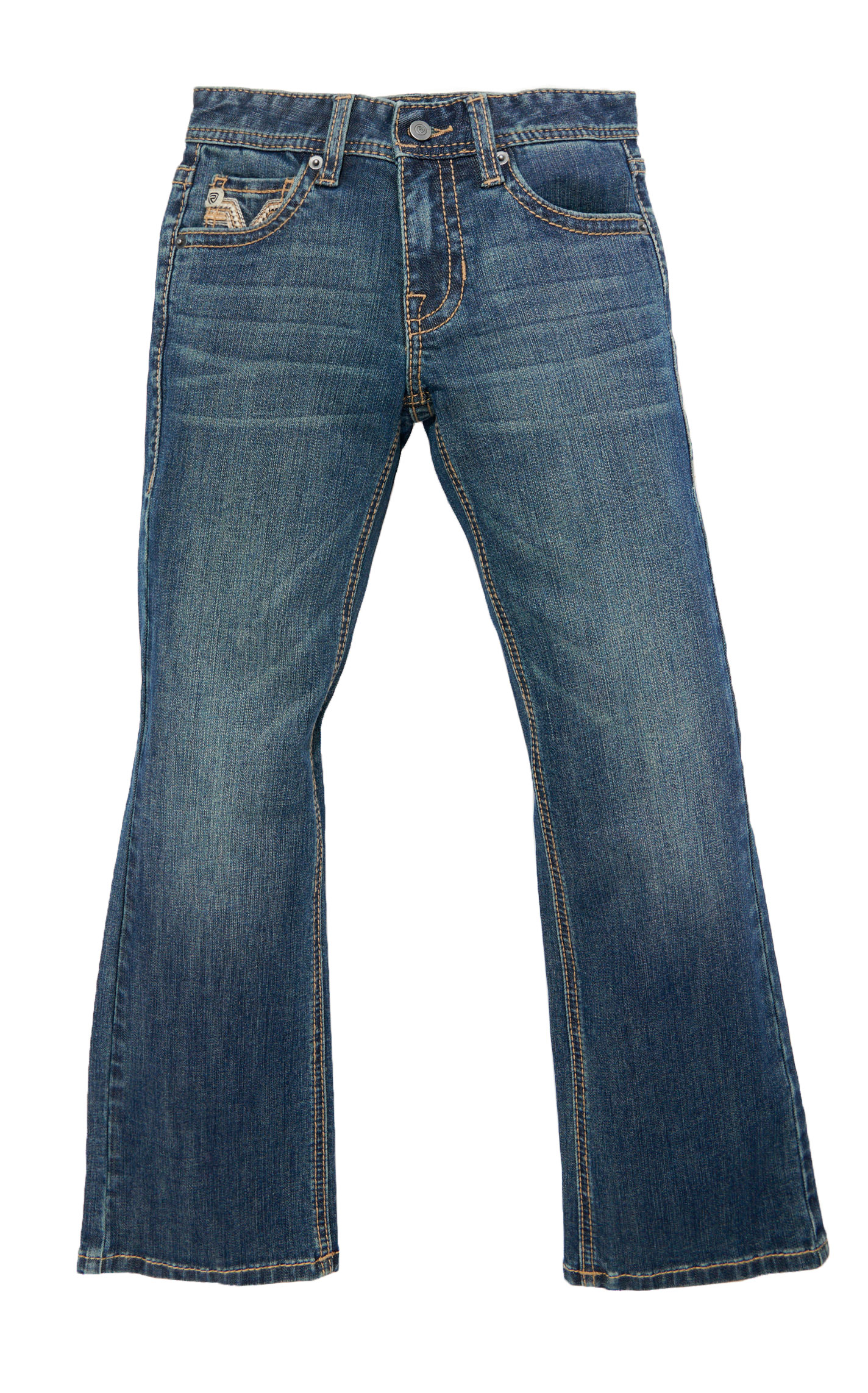 Rock & Roll Denim Boy's Medium Vintage Two Tone Embroidered Bootcut Jeans - Image 1