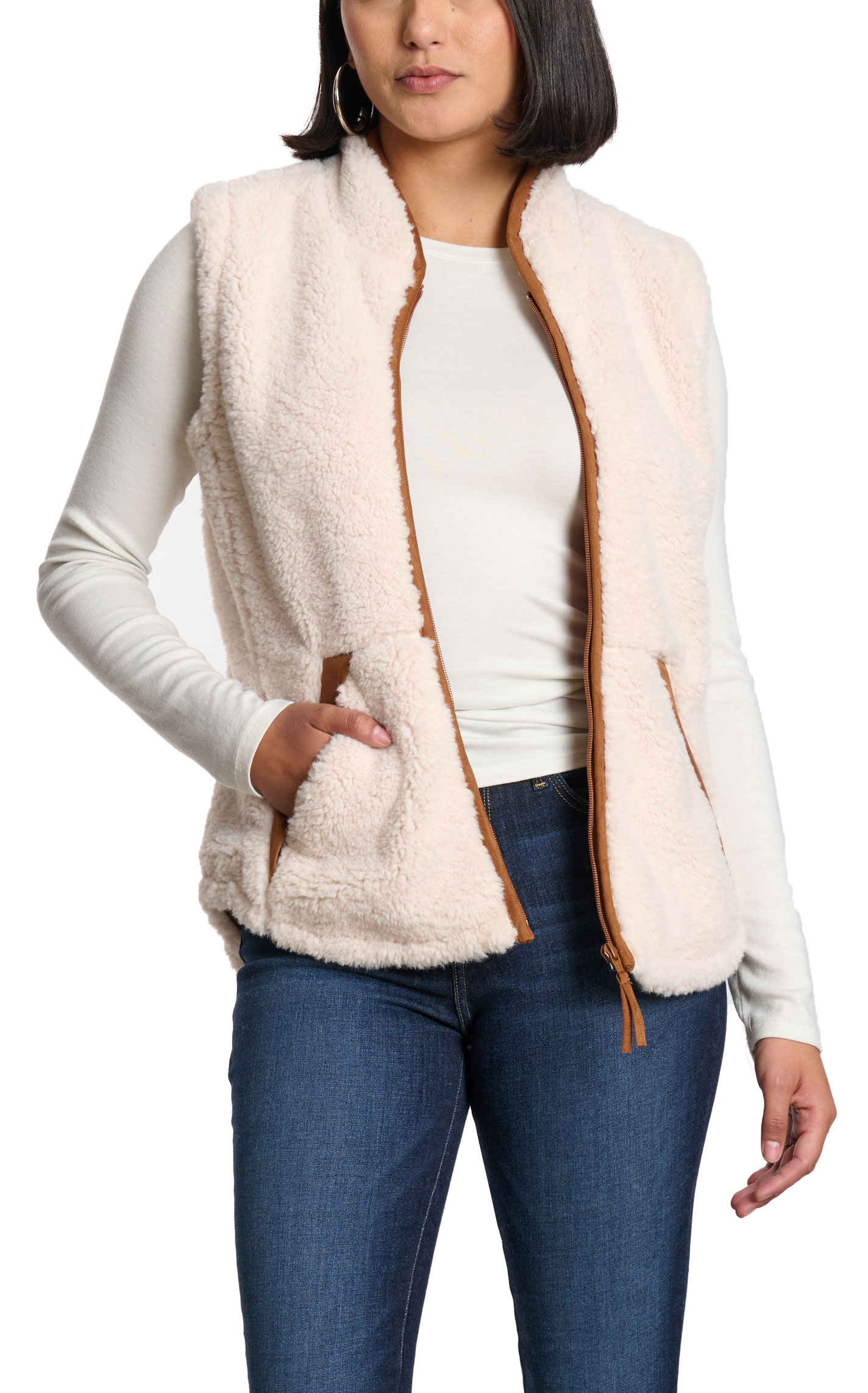 Cripple Creek Women's Cream Faux Shearling Vest - Image 3