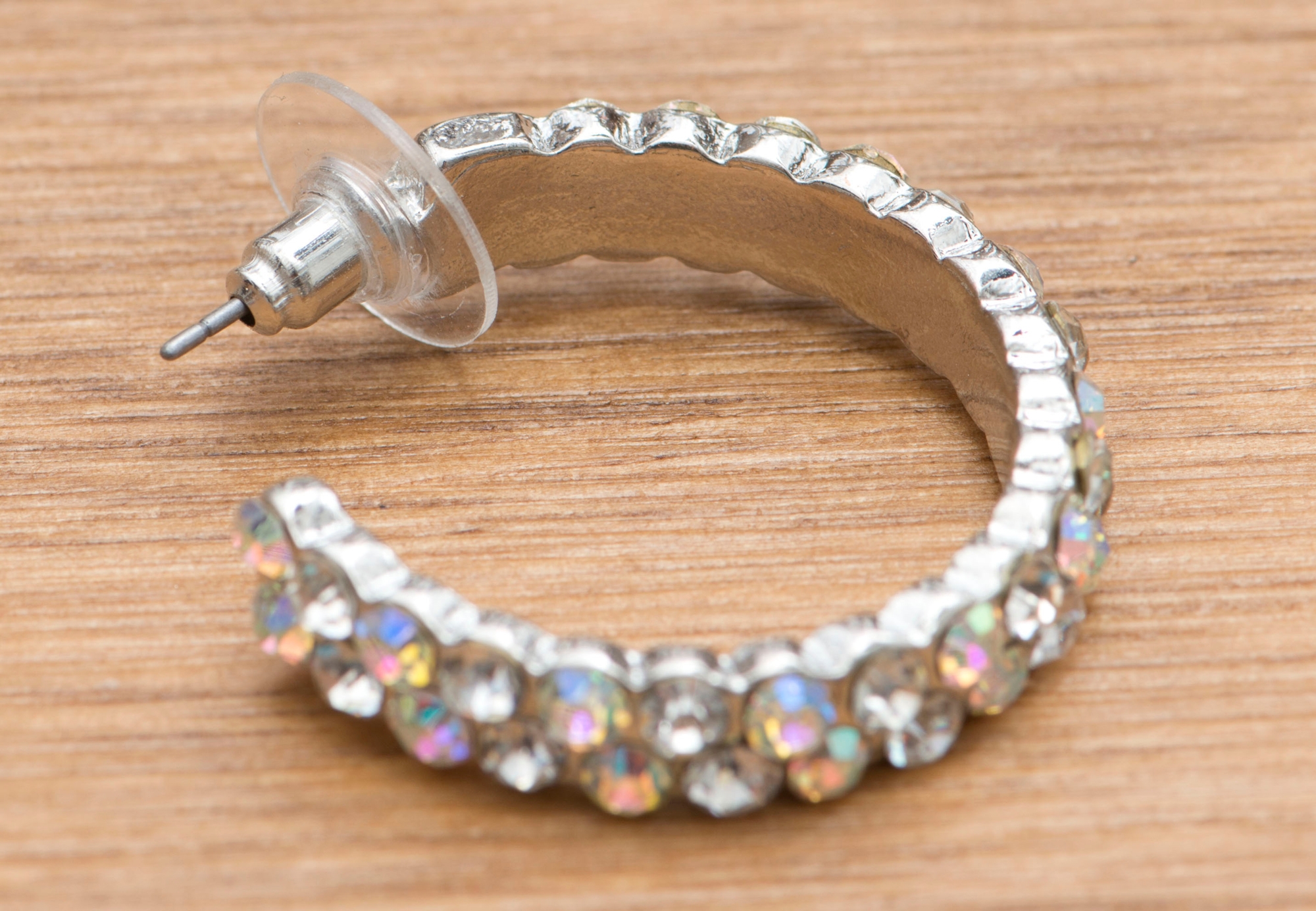 Blazin Roxx Clear Rhinestone Hoop Earrings - Image 1