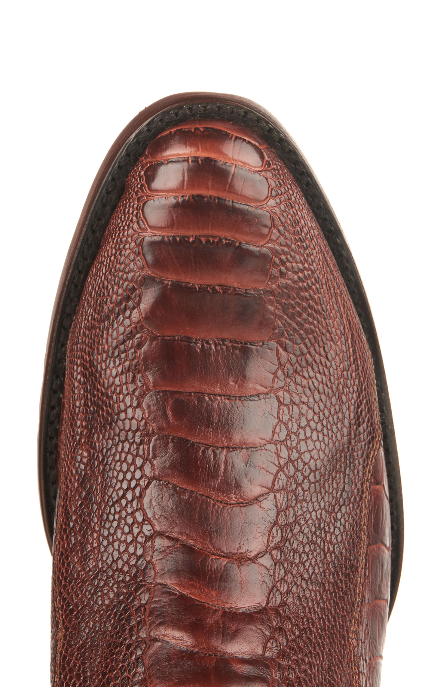 Cavender's Men's Brandy Ostrich Leg R-Toe Exotic Cowboy Boots - Image 1