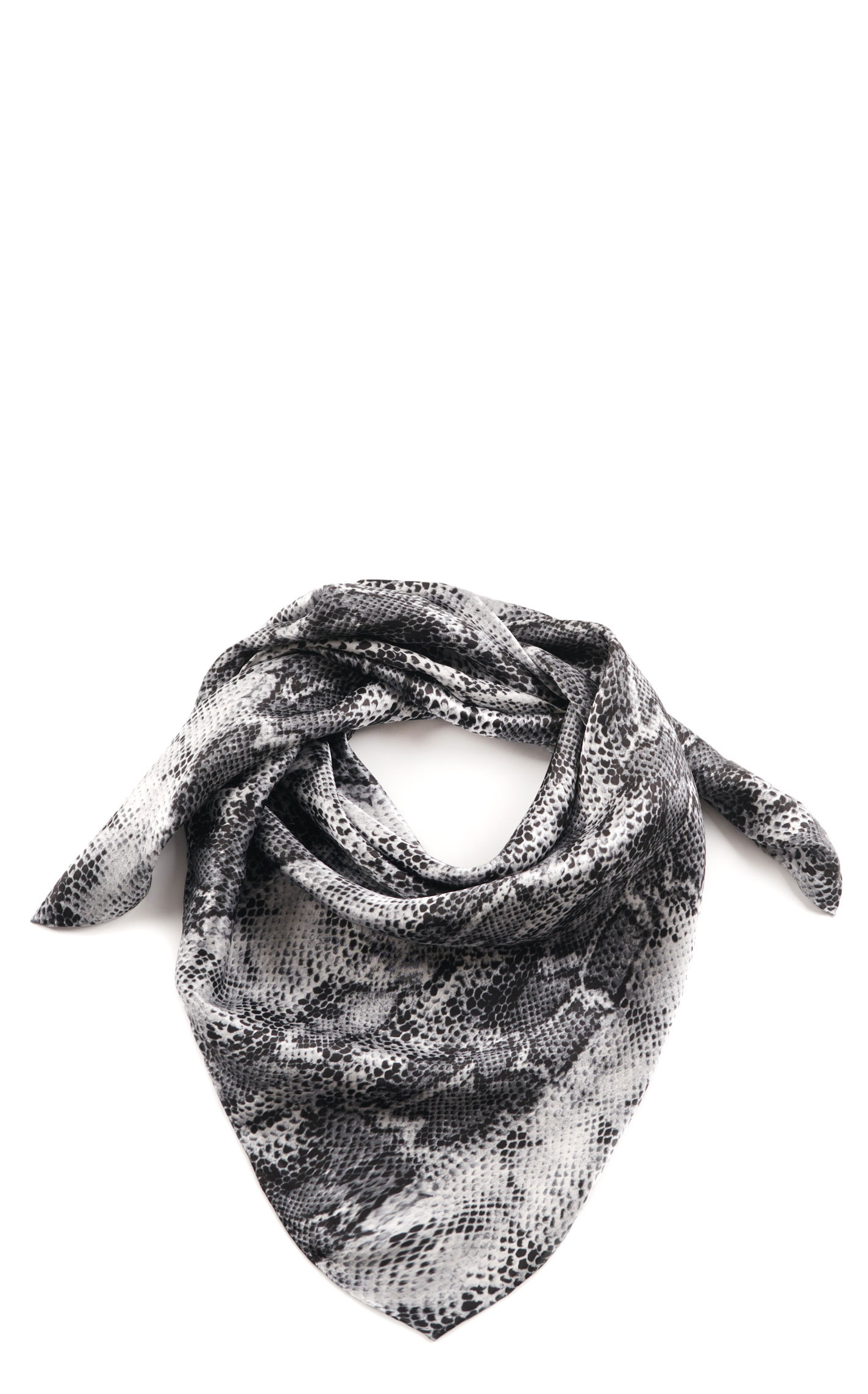 Gray & Black Snake Print Silk Wild Rags Scarf - Image 1