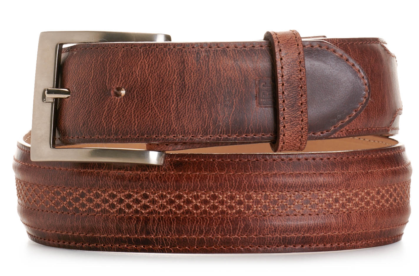 JRC & Sons Men's Tan Mad Dog Goat Leather Western Belt - Image 1