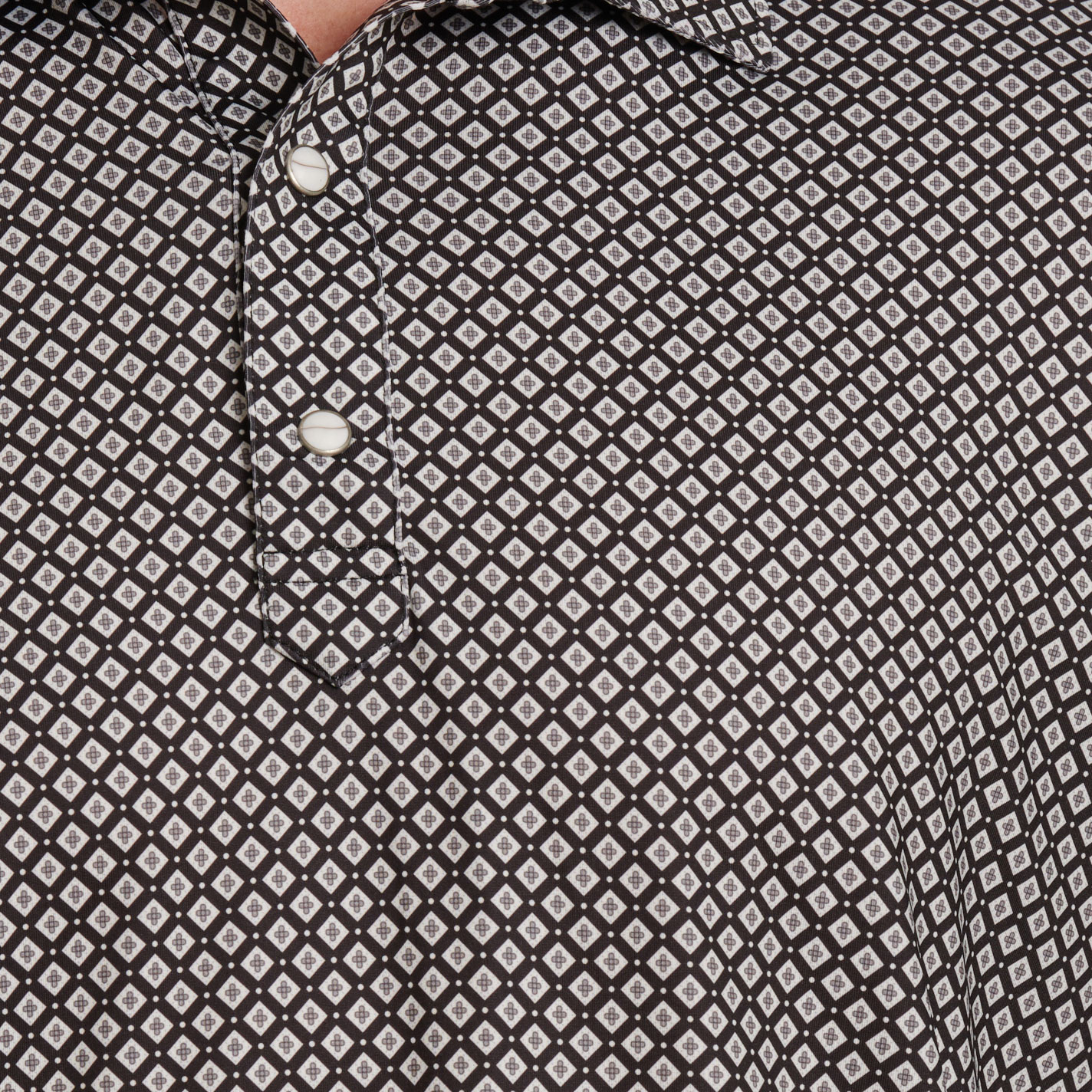 Rafter C Men's Black & White Geo Polo Shirt - Image 1
