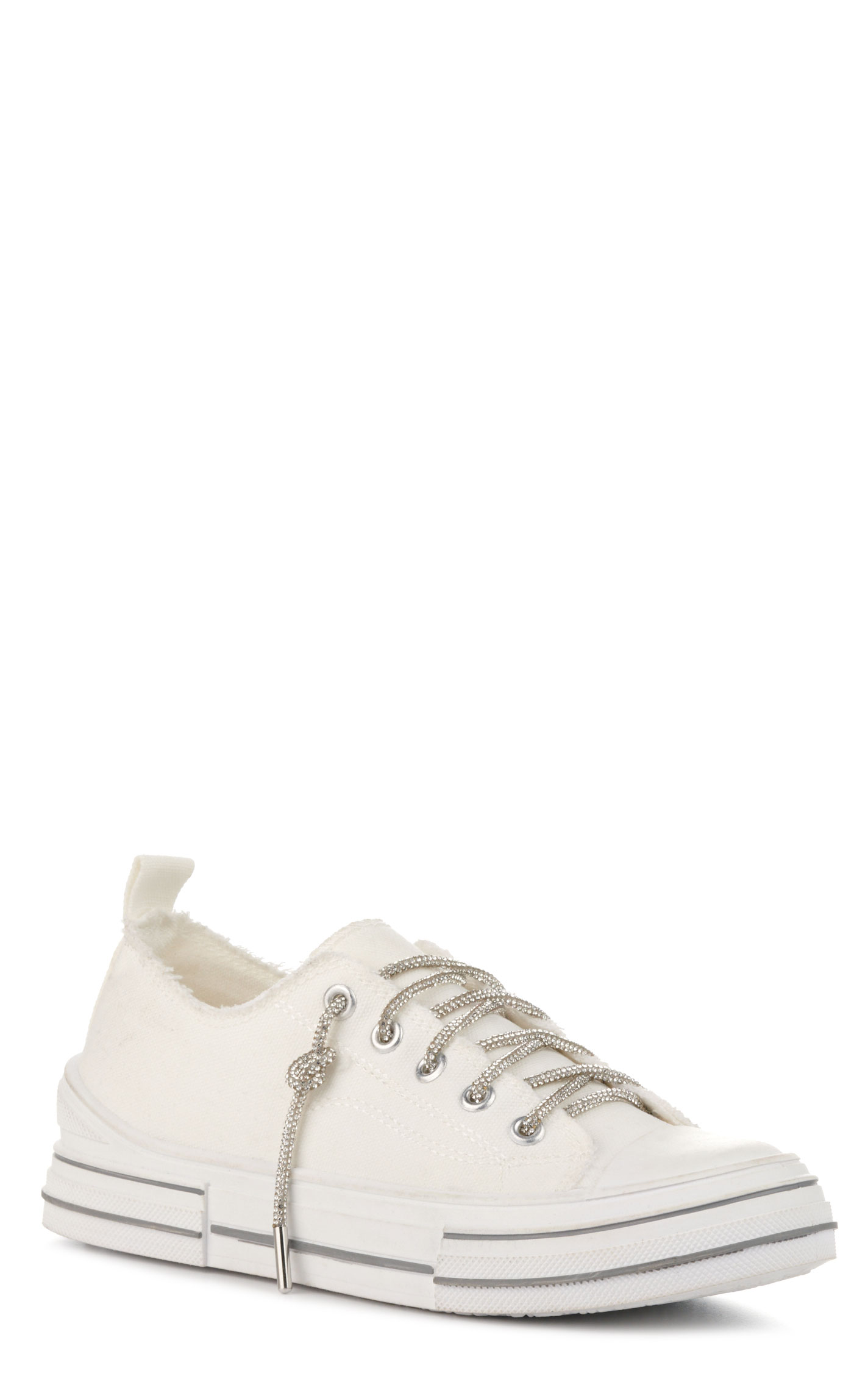 Very G Women's Aman White with Silver Bling Laces Platform Sneakers - Image 1