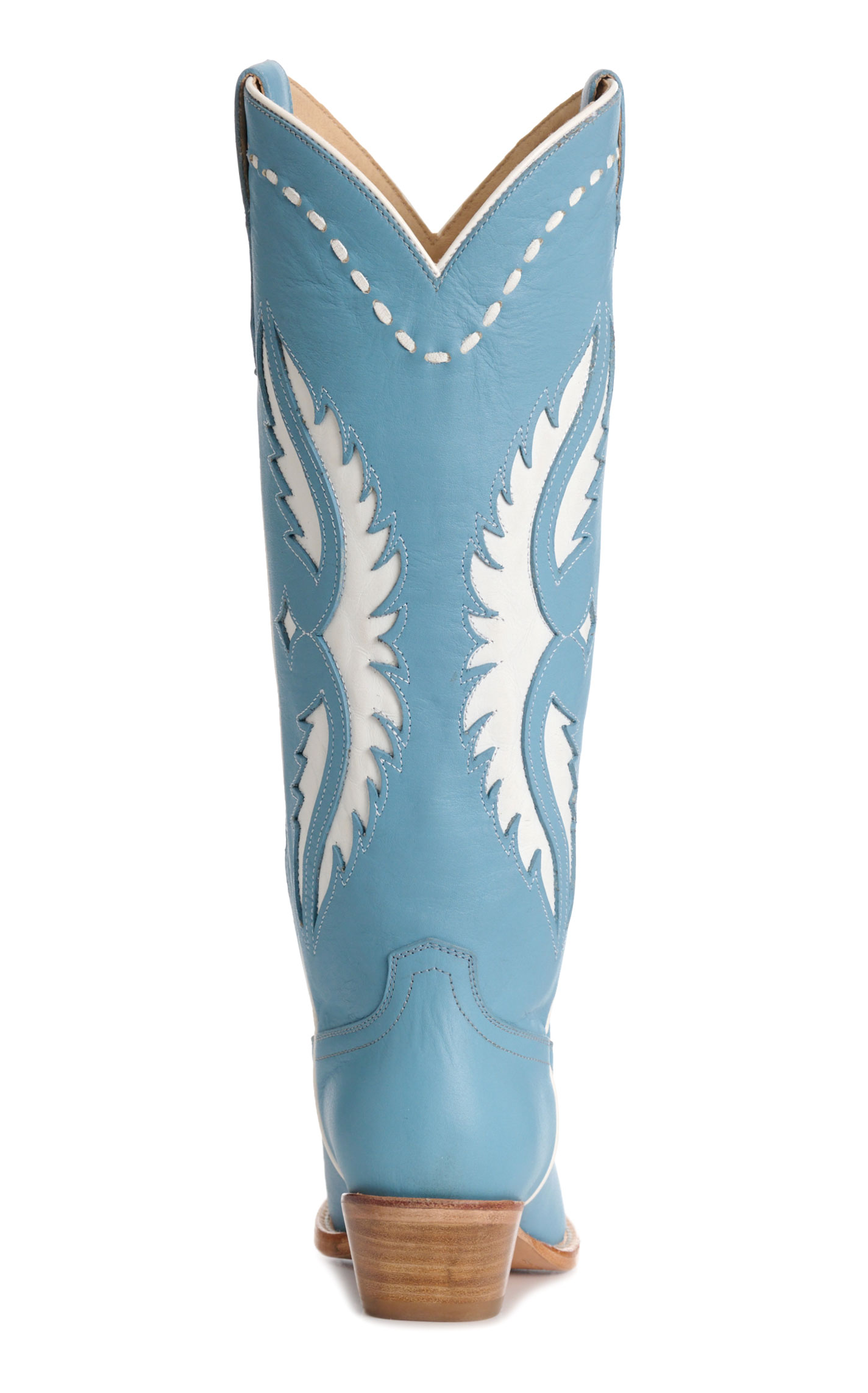 Rockin' C Women's Light Blue & White Inlay Leather Snip Toe Cowboy Boots - Image 1