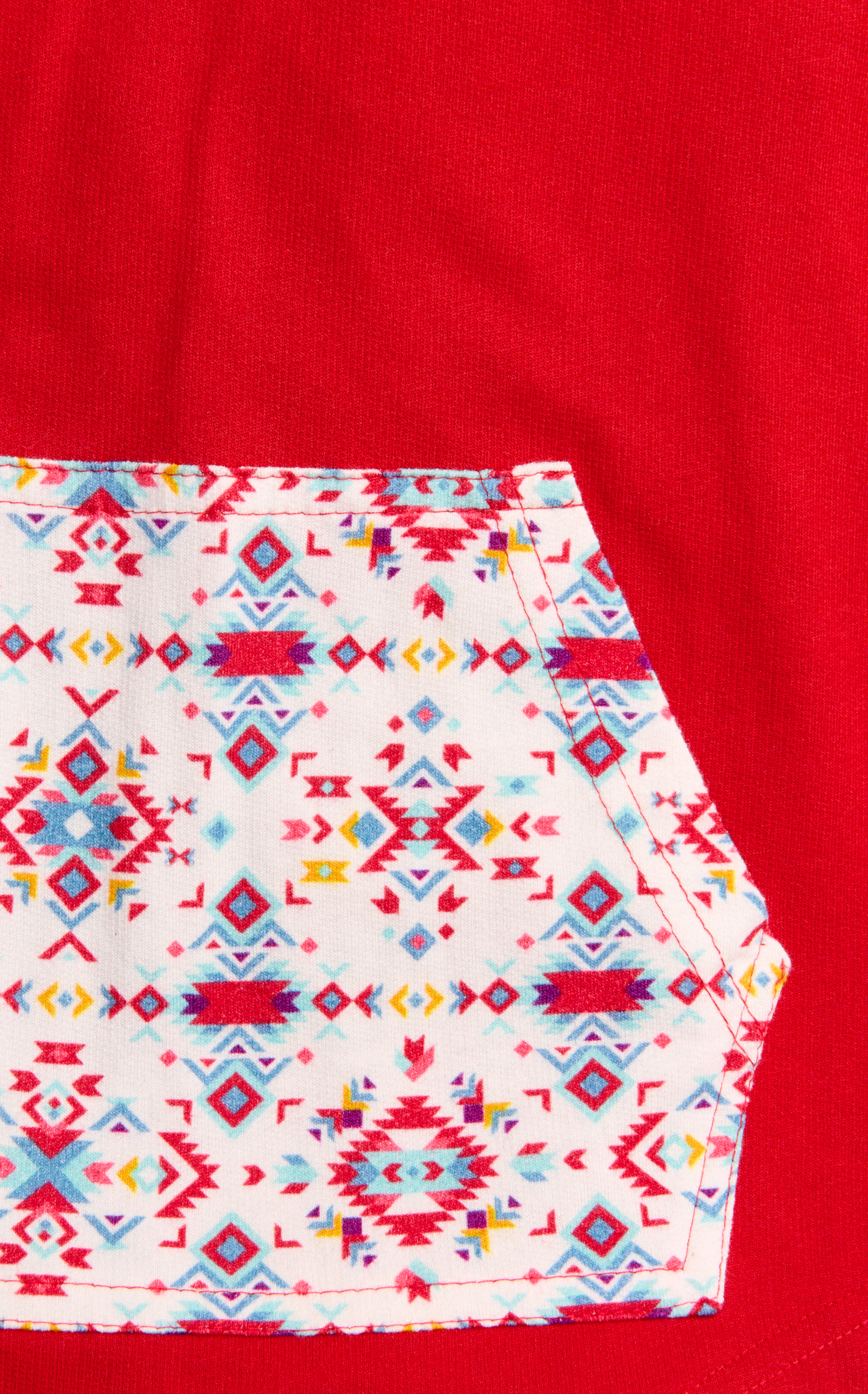 Rockin C Girl's Red & Aztec Print Sleeve Hoodie - Image 1