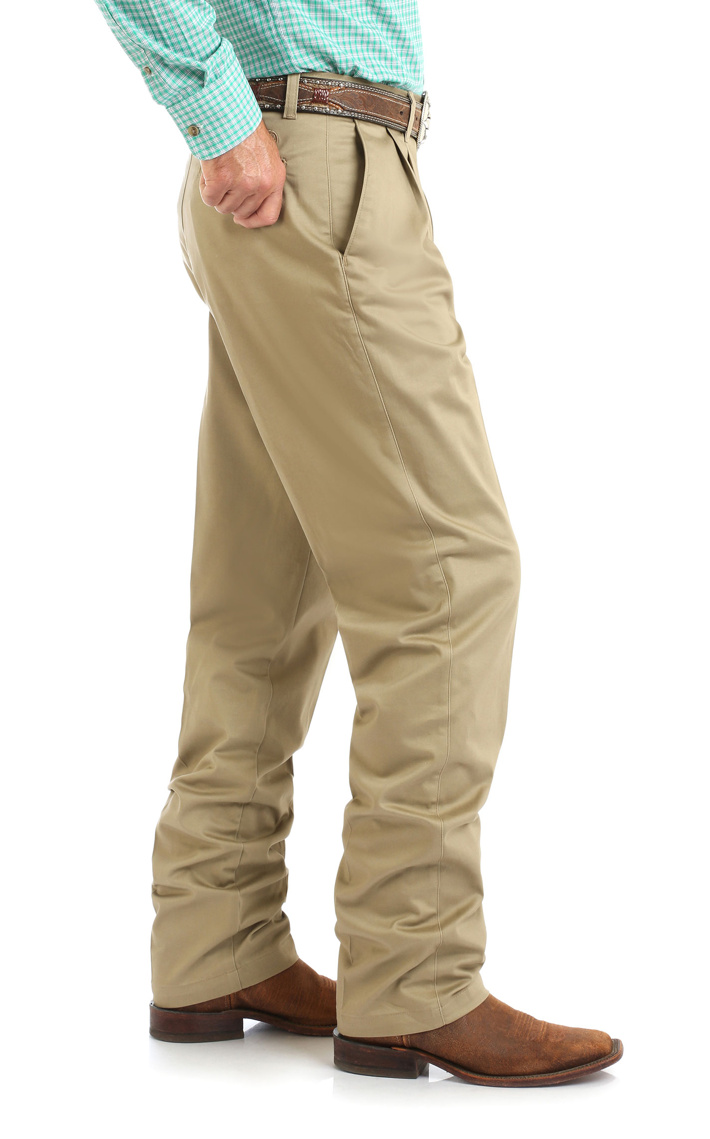 Wrangler Men's Khaki Pleated Front Relaxed Fit Wrinkle Resistant Casual Pants - Big - Image 1