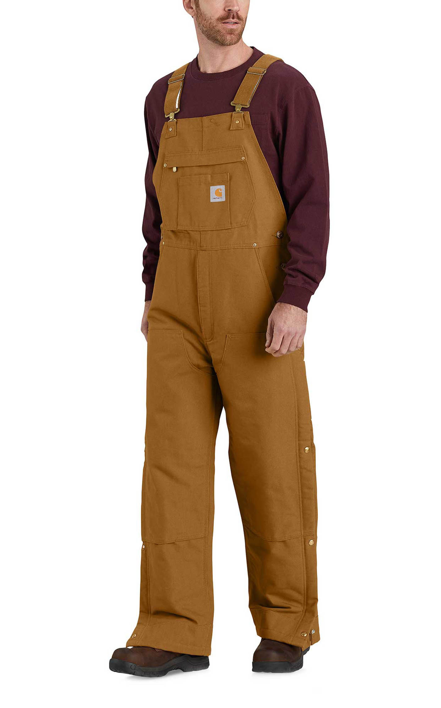 Carhartt Men's Brown Loose Fit Insulated Bib Overalls - Image 1