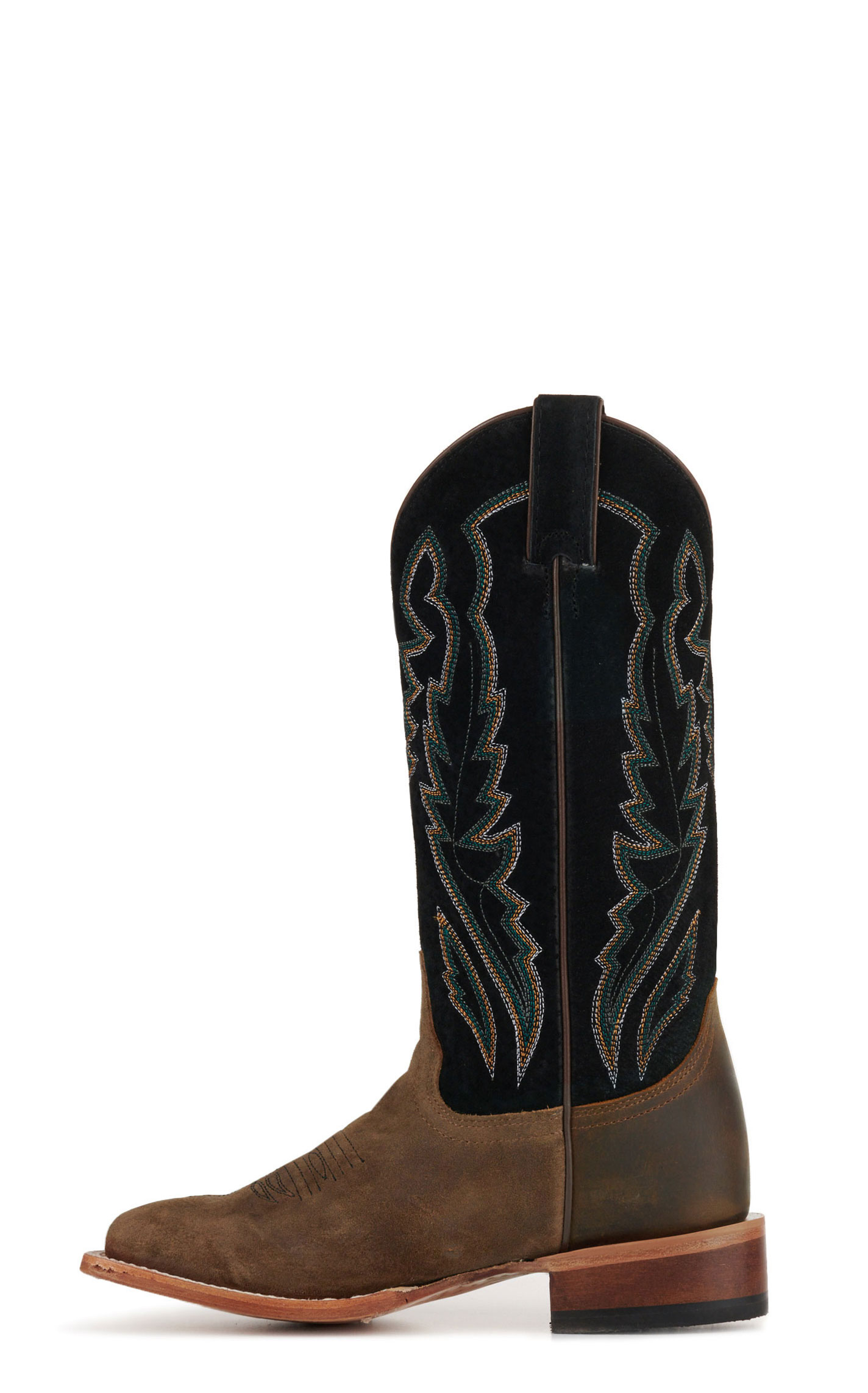 Justin Women's Palisade Clay Brown Suede and Black Wide Square Toe Cowboy Boots - Image 1