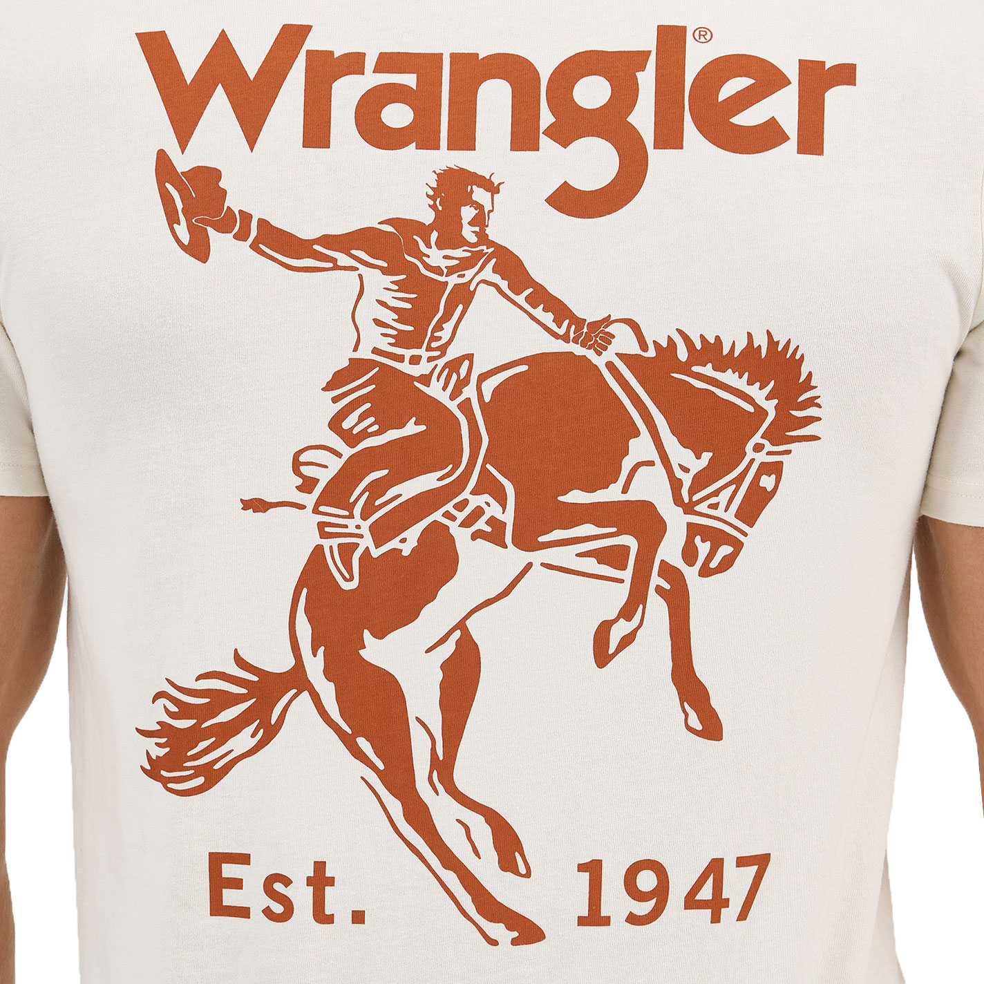 Wrangler Men's White Bronc & Rider Logo Graphic T-Shirt - Image 1