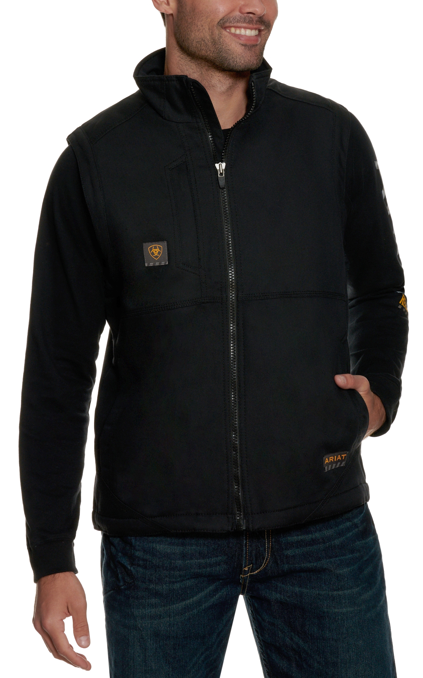Ariat Men's Rebar Black DuraCanvas Vest - Image 1